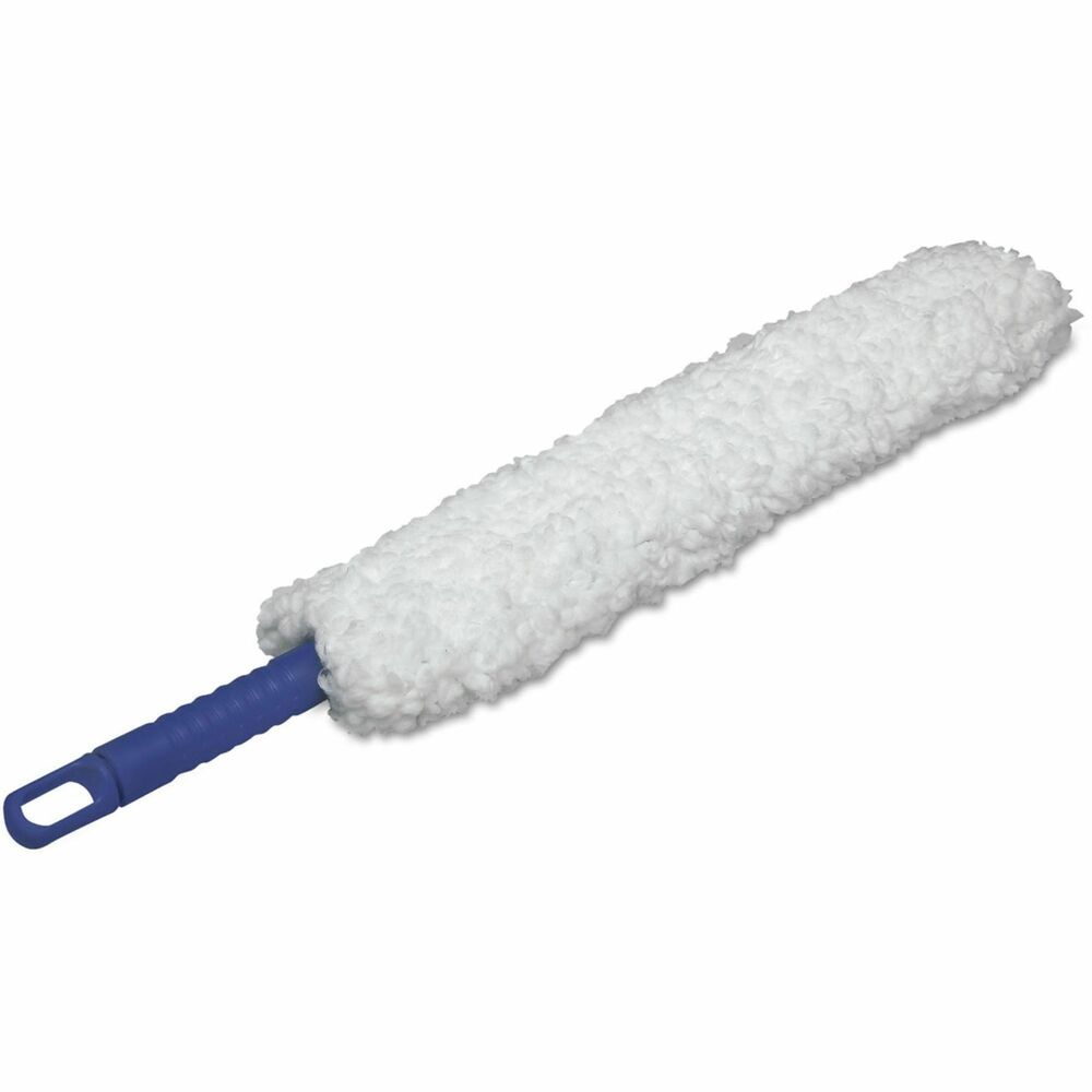 NSN5868010 - Flexible wand duster attracts and holds dirt and dust. Bends to access hard-to-reach surfaces. Handle has a convenient hole for hanging the duster where needed. Machine washable and bleachable.