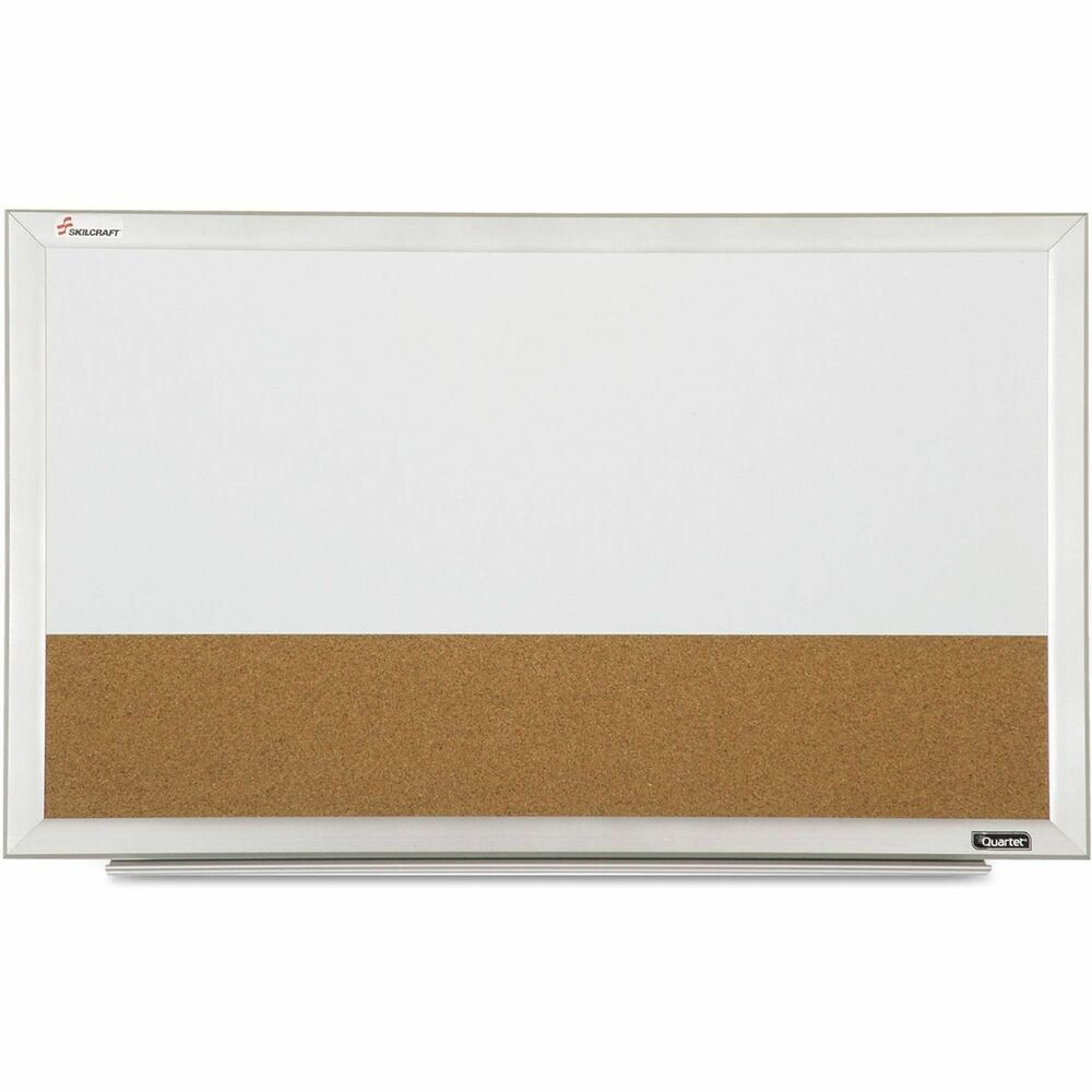 NSN5680402 - Versatile combination board with both magnetic dry erase and natural cork surfaces. Can be hung vertically or horizontally. Satin-finish aluminum frame.