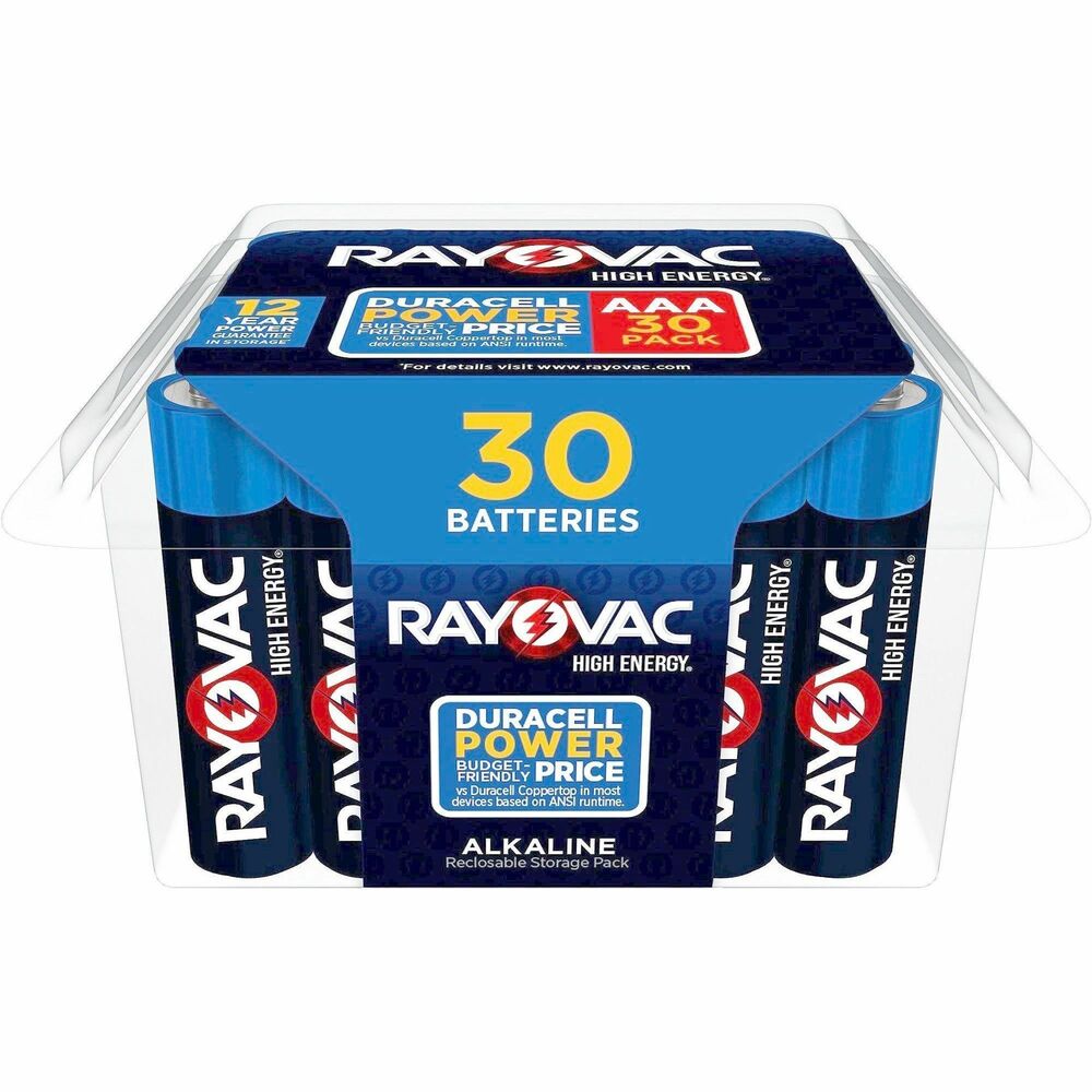 RAY82430PP - Power your household with RAYOVAC High Energy AAA Alkaline Batteries. Engineered for long-lasting use, these RAYOVAC AAA batteries are ideal for the high use devices in your home, including flashlights, wireless mice and remotes. RAYOVAC rigorously tests its batteries to ensure they do what they say they'll do - plain and simple. These alkaline AAA batteries are backed by a 12 Year Power Guarantee to last up to 12 years in storage. Each AAA battery is made for dependable performance. For reliability in the devices you use each day, count on RAYOVAC batteries.