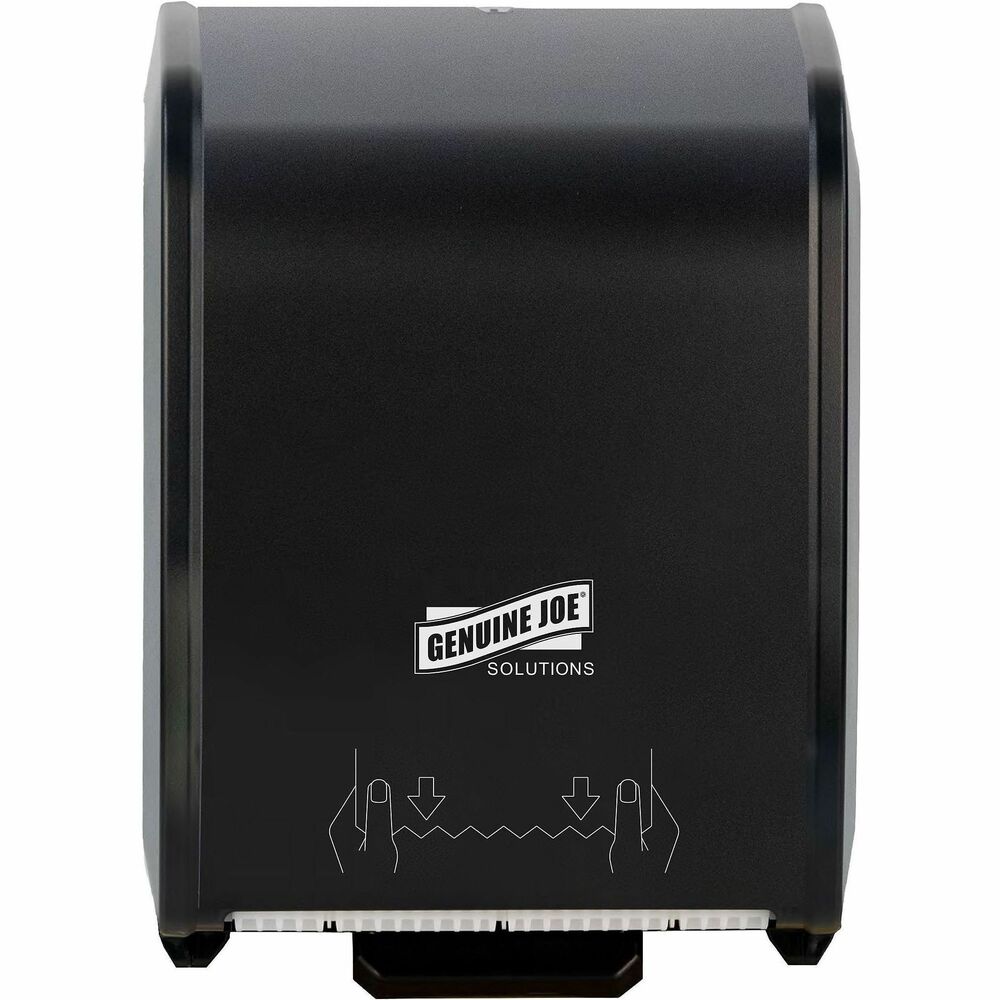 GJO99703 - The Genuine Joe Touchless Towel Dispenser is designed to deliver one towel at a time, every time. This high-capacity dispenser allows you to only touch the towel you use, reducing the chances of spreading harmful bacteria. This reliable dispenser is battery-free for more convenient use and less maintenance. Genuine Joe Hardwound Paper Towels (GJO96007 and GJO96850) are recommended as compatible paper towels for this dispenser.