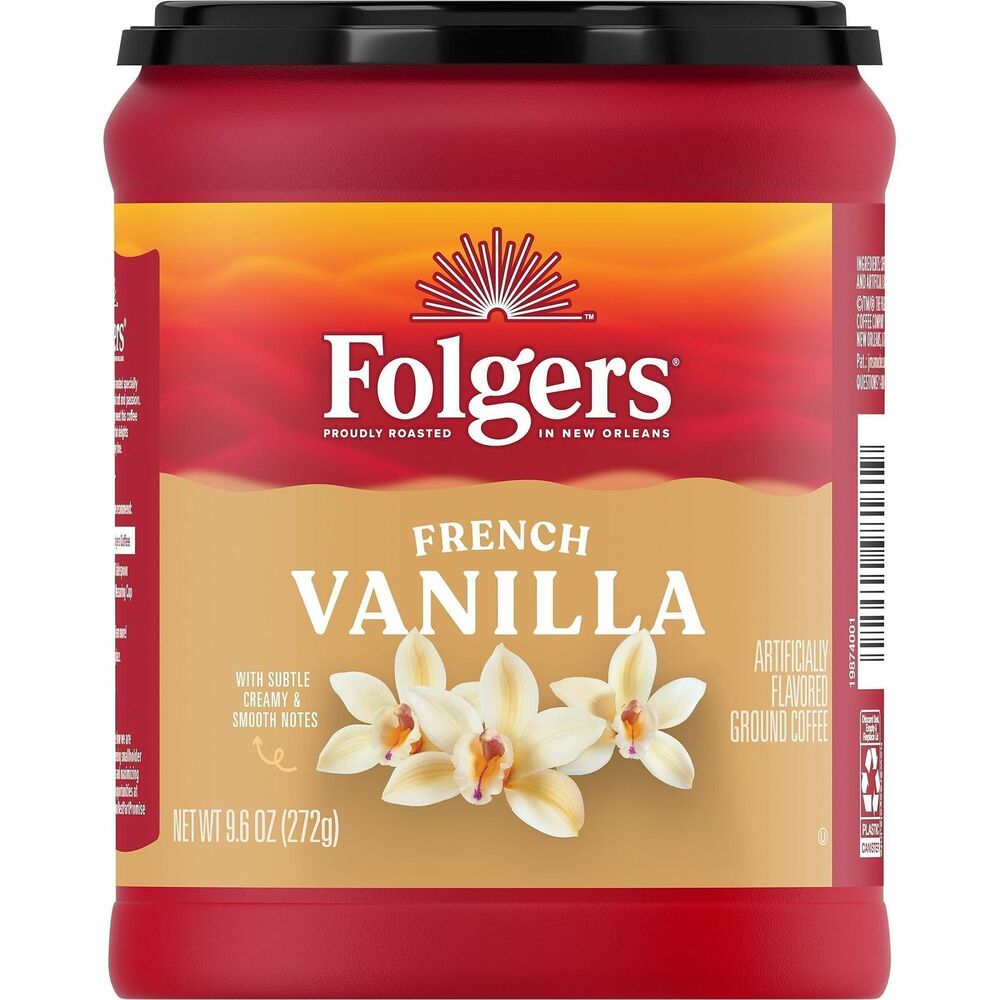 FOL98181 - Take a sip of vanilla perfection with Folgers French Vanilla artificially flavored ground coffee. Deliciously creamy and subtly sweet, this ground coffee delivers aromatic flavor that will delight your taste buds every time. But that's no surprise - every cup of Folgers Coffee is roasted specially in New Orleans with exceptional craft and passion, ensuring that you have plenty to love in every cup. So, brew yourself a mug or a pot using your favorite method. Then, customize it with your favorite creamer or sweetener, or drink it as is for incredible taste that's sure to elevate any part of your day. Order yours and enjoy.