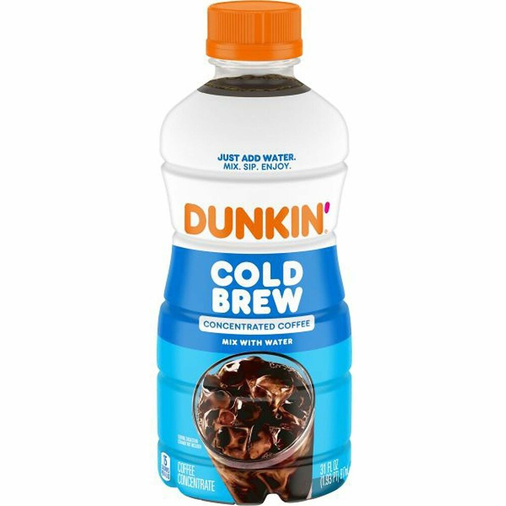 FOL01649 - Craving something cold and bold? Dunkin' Cold Brew Concentrated Coffee is specially roasted for cold coffee, so you can enjoy a delicious cold brew at home whenever you want it. Just fill a glass with ice, then add equal parts water and coffee concentrate. Or, for an even bolder flavor, add more concentrate. The result is a cold brew coffee that's bold and smooth - just the way you like it. Drink it black, or customize it with sweetener and creamer. Suddenly, making your favorite coffee drink is easier than ever. Order this cold brew concentrate now to have it ready when the craving strikes.
