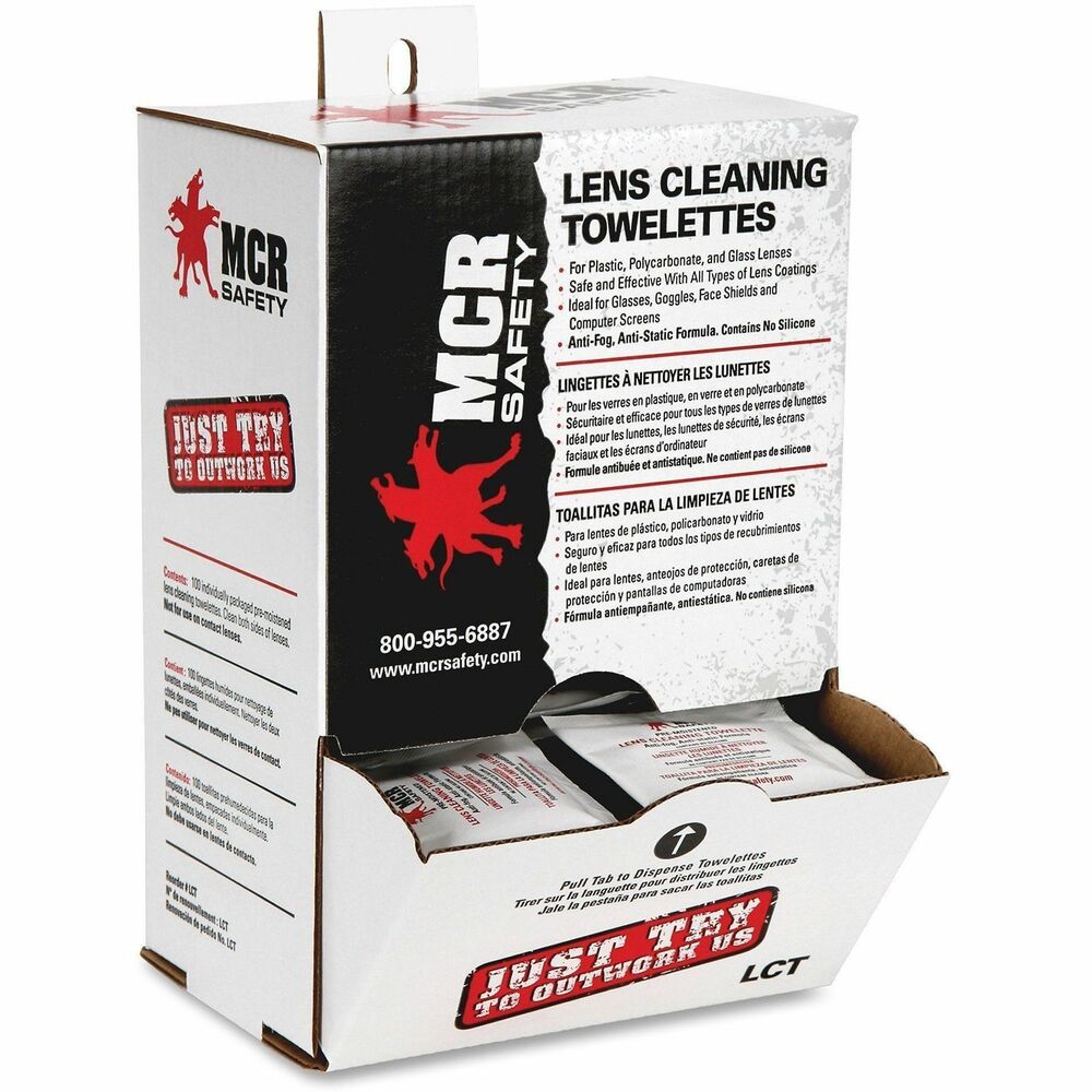 MCSLCTCT - Antifog, antistatic, pre-moistened towelettes are designed for use on glass, plastic and polycarbonate lenses. Use individually packaged towelettes to prolong the useful life of your goggles, face shields and glasses. Towelettes are silicone-free. 