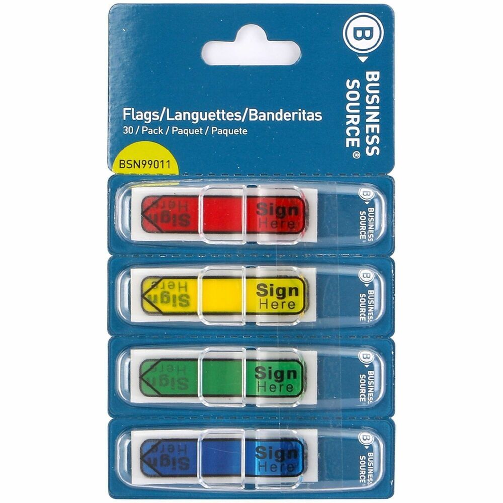 BSN99011 - Convenient message flags help to prevent confusion when signing long contracts, releases and standardized forms. The bright, easy-to-spot flags feature eye-catching, bold print that indicates what needs to be done and where. Time-saving flags are reusable and repositionable. Flags come packaged in a handy pop-up dispenser so they can be packed in a bag or briefcase.
