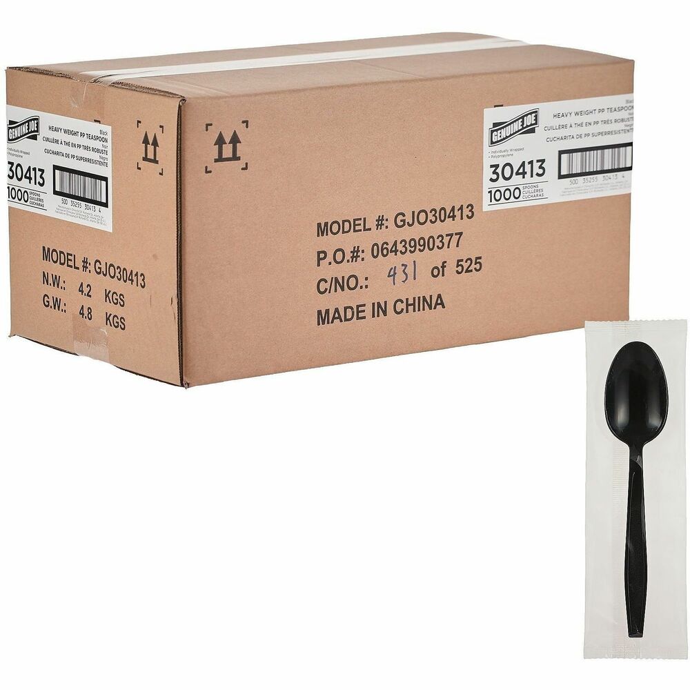 GJO30413 - These Genuine Joe Disposable Soup Spoons are made from durable, heavy-weight polypropylene to hold up to hefty meals. Disposable cutlery is convenient and ideal for eating while on-the-go or for casual dining, food trucks, cafeterias and more.