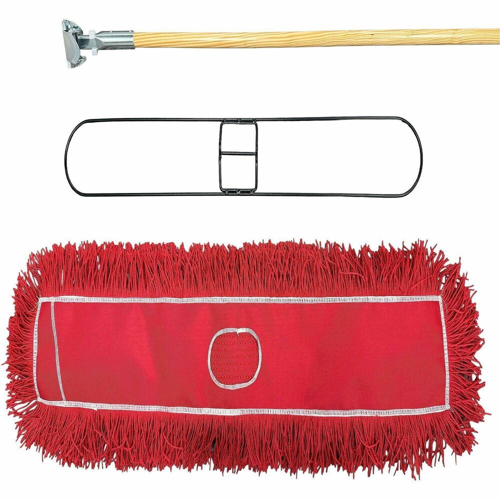 GJO00486 - This Genuine Joe Dust Mop Kit provides easy, effective cleaning while still being gentle on floors. The dust mophead covers large areas quickly, trapping dust and allergens rather than spreading them. Additionally, dust mopping before wet mopping prevents dirt from turning into muddy residue and ensures a more thorough, streak-free clean. This kit had everything you need, including the handle, frame and dust mophead.