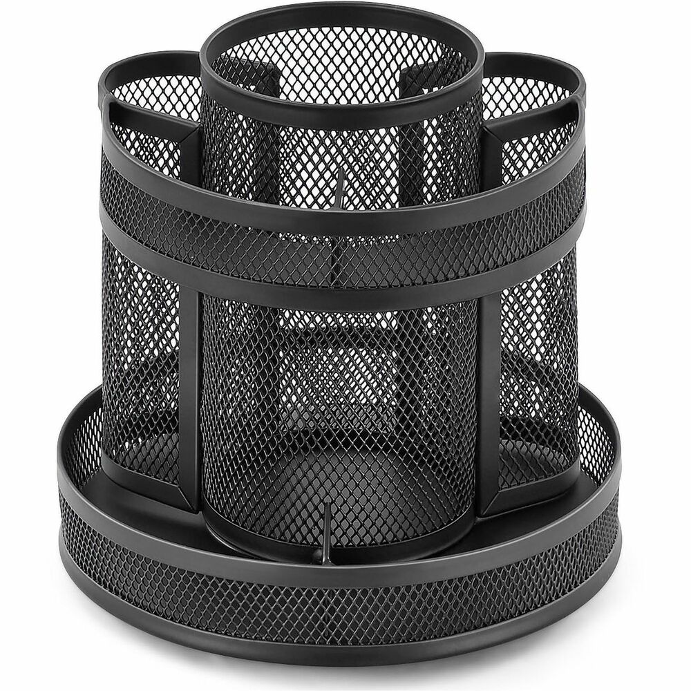 LLR84137 - This Rotating Desk Organizer spins for easy access to all your office supplies. It delivers convenient, multi-compartment organization to sort pens, pencils, rulers and scissors, and low-profile compartments for smaller items. Rubber-padded bottom provides a good grip when rotating. Durable metal mesh construction is both strong and stable to withstand years of use.