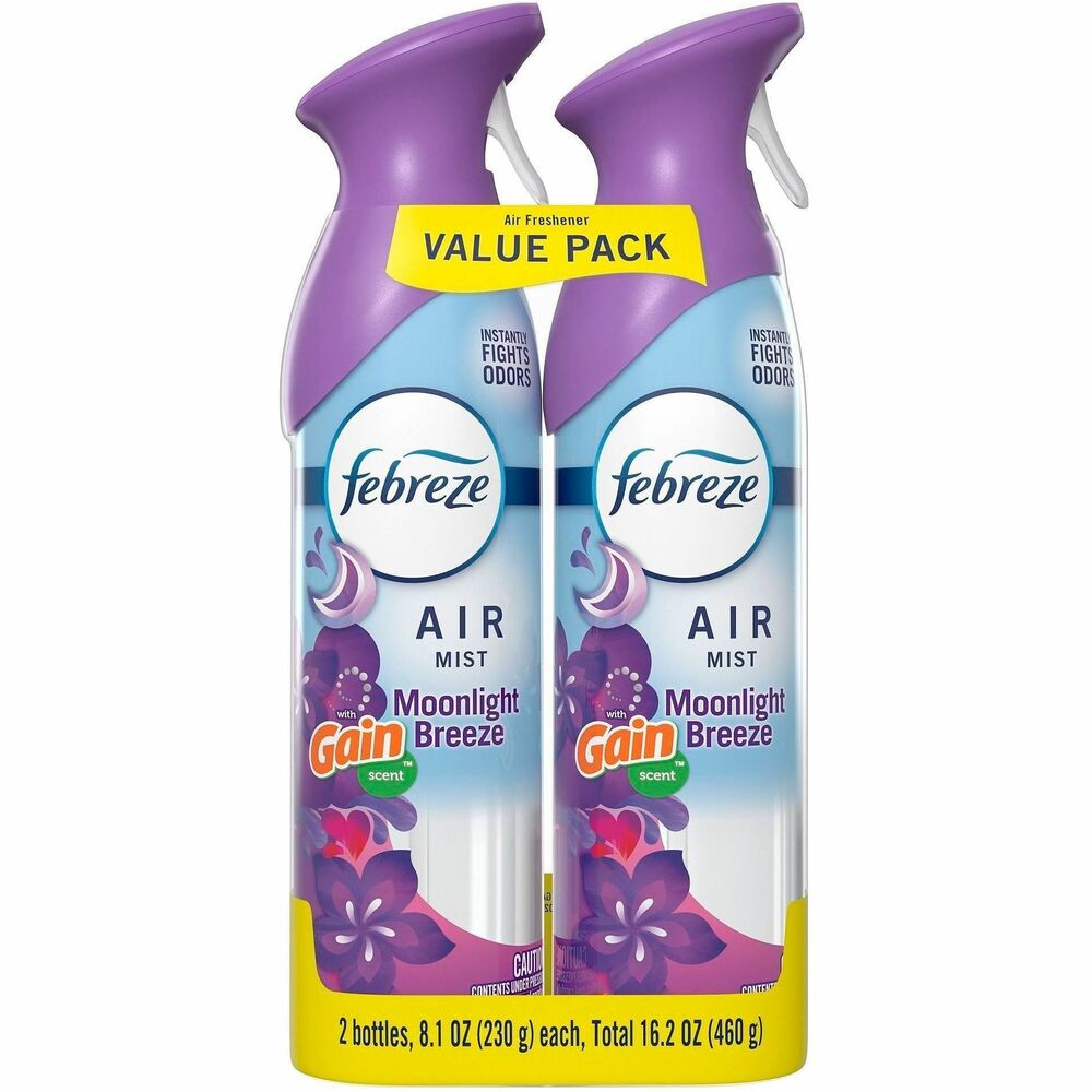 PGC20414 - In even the cleanest homes, everyday odors are inevitable, and those odors can affect the enjoyment of being in your home. Febreze Air Mist is the go-to room deodorizer for tackling those unwanted smells. It's designed to instantly restore any space with the just-cleaned freshness you love. Made with powerful odor fighters, you can spray away stink confidently, whether you're in the kitchen, bathroom, garage, living room or any room where bad smells happen. Like a breath of fresh air on a moonlit stroll, Gain Moonlight Breeze scent fights odors all while serenading your nose. It's a fresh pick-me-up that won't let you down and delivers up to 6 hours of ahh-mazing scent. This air freshener has 100-percent natural propellant and a nozzle that delivers full sprays to the last drop, so nothing goes to waste. Next time odors bring you down, grab the odor-fighting power and long-lasting scent of Febreze Air Mist.