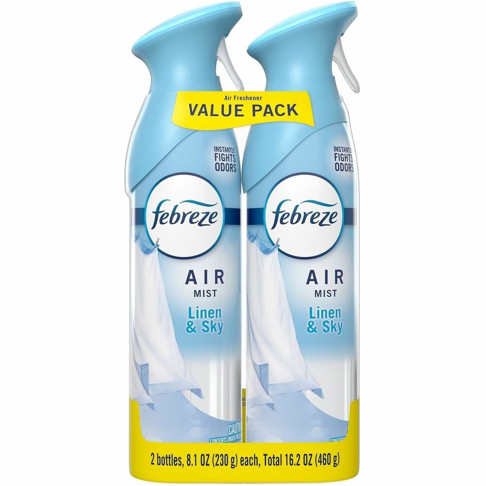 PGC20410 - In even the cleanest homes, everyday odors are inevitable, and those odors can affect the enjoyment of being in your home. Febreze Air Mist is the go-to room deodorizer for tackling those unwanted smells. It's designed to instantly restore any space with the just-cleaned freshness you love. Made with powerful odor fighters, you can spray away stink confidently, whether you're in the kitchen, bathroom, garage, living room or any room where bad smells happen. Bring the outdoors in with Linen and Sky scent, a scent so airy your guests will think you live in an odor-fighting cloud of freshness. It's a fresh pick-me-up that won't let you down and delivers up to 6 hours of ahh-mazing scent. This air freshener has 100-percent natural propellant and a nozzle that delivers full sprays to the last drop, so nothing goes to waste. Next time odors bring you down, grab the odor-fighting power and long-lasting scent of Febreze Air Mist.