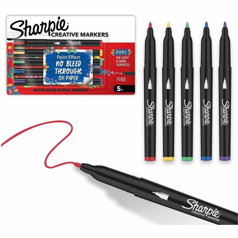 SAN2212830 - Bring a vivid, natural touch to your artistic vision with Sharpie Creative Markers. These acrylic markers feature stunning, paint-like ink that glides across the page with the control of a marker. These water-based markers come with ink that won't bleed through paper, so your work stays clean. The bright coloring markers create vibrant marks on light and dark surfaces and boldly mark on paper, metal, wood, ceramic, glass, rock and canvas. The colors beautifully layer to add dimension to your work. The  The colors beautifully layer to add dimension to your work, while the fine point markers feature a tip that's perfect for small, intricate designs or line work. Plus, with these art markers, there's no need to shake - simply uncap and create.