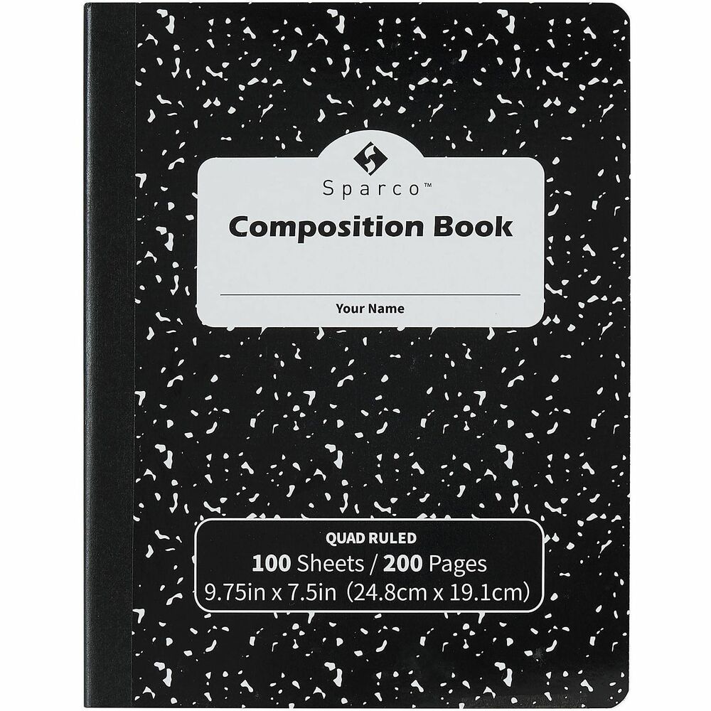 SPR20957 - This composition notebook comes quadrille ruled, ideal for making graphs and charts. Center-sewn binding keeps pages permanently secured to prevent removal. Label area on cover helps you quickly identify contents. Hard cover protects pages from damage when stored.