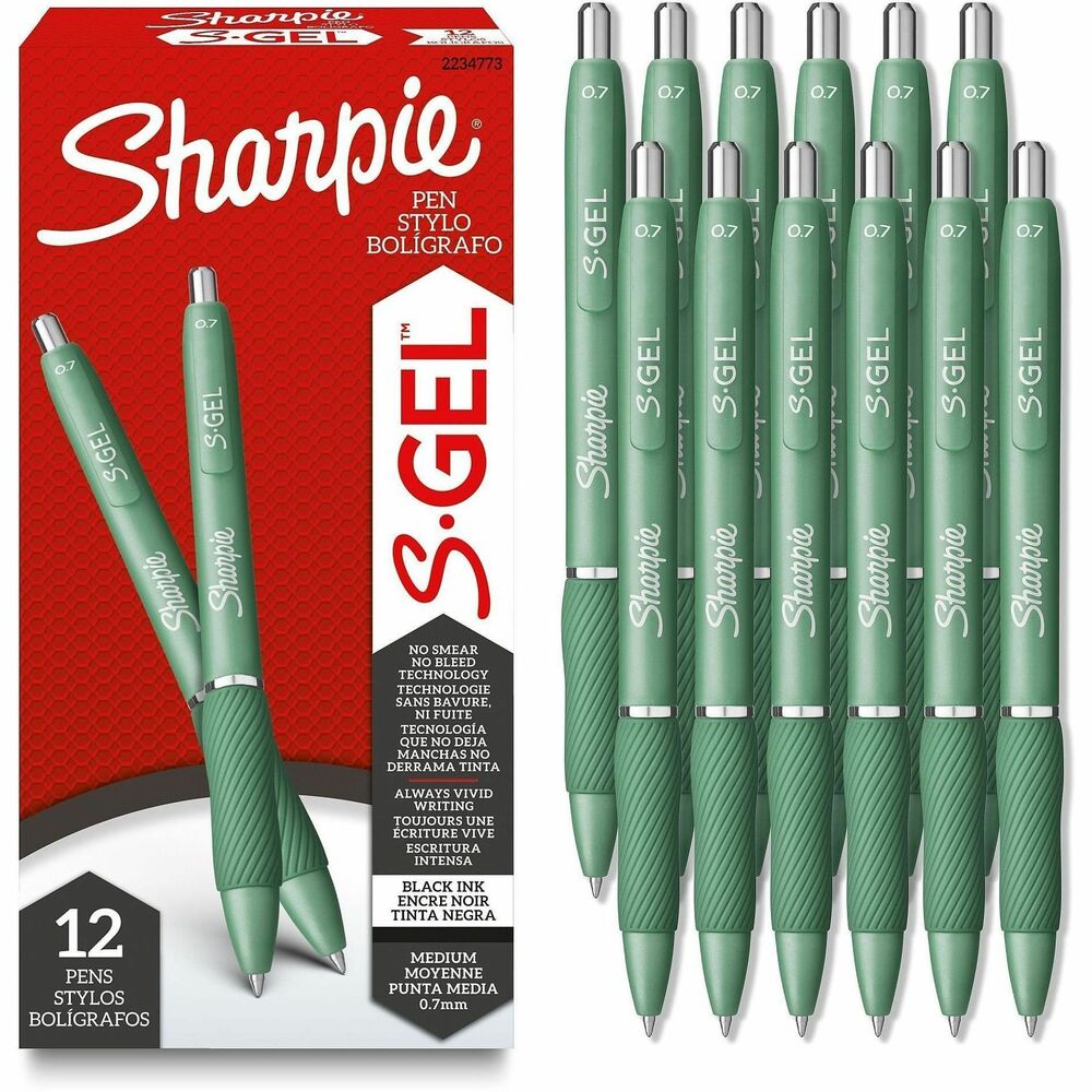 SAN2234773 - The power of Sharpie comes in a gel pen with the Sharpie S-Gel. With no-smear, no-bleed technology and bold ink, this Sharpie pen delivers always-vivid writing. It's a high-performance gel pen with a sleek, professional look that makes it a writing instrument you won't want to loan out. Contoured rubber grip delivers comfortable writing during any task. Sharpie S-Gel offers a smooth writing experience perfect for homes, schools or offices.