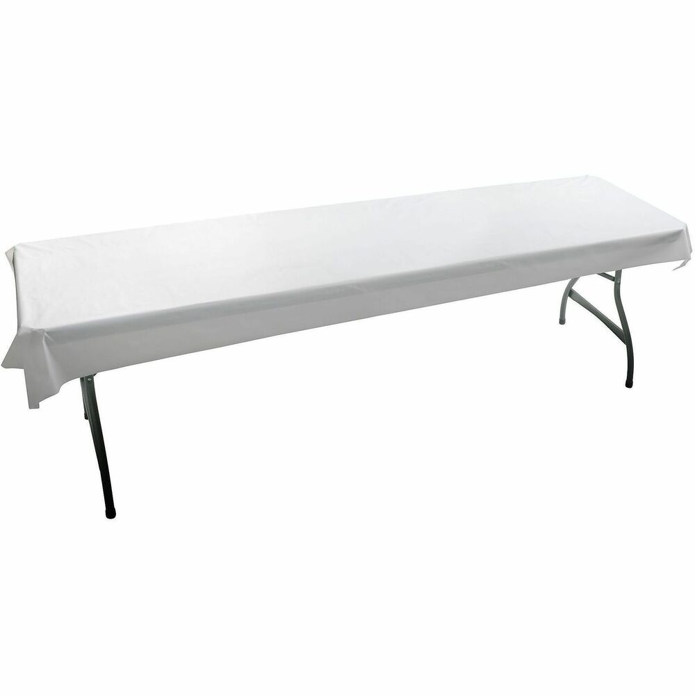TCO31300 - Linen-like plastic roll cuts to fit tables. It covers up to 10 or 11banquet tables and allows for 6" drape on each side.