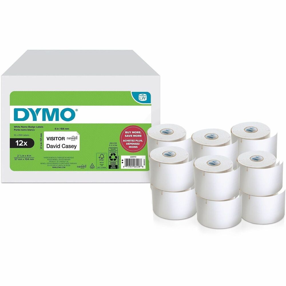 DYM2229751 - Whether it's for mailing, shipping or labeling, these Multi-Purpose Labels will have you quickly printing from your Dymo LabelWriter labelmaker. Using a direct thermal printing process, you avoid the hassle of expensive ink or toner. Print one multipurpose label on the roll or hundreds with ease - no more messy sheets, waste or sheet label jams. Self-adhesive labels are compatible with Dymo LabelWriter 5XL, 550, 550 Turbo, 4XL, 450 Wireless, 450 Duo, 450 Turbo, 450 Twin Turbo and Desktop Mailing Solution. They are also FSC Certified and BPA-free.