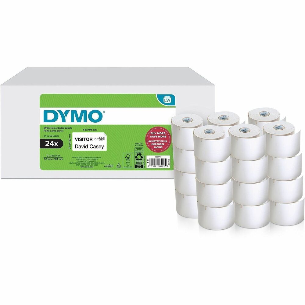 DYM2229752 - Whether it's for mailing, shipping or labeling, these Multi-Purpose Labels will have you quickly printing from your Dymo LabelWriter labelmaker. Using a direct thermal printing process, you avoid the hassle of expensive ink or toner. Print one multipurpose label on the roll or hundreds with ease - no more messy sheets, waste or sheet label jams. Self-adhesive labels are compatible with Dymo LabelWriter 5XL, 550, 550 Turbo, 4XL, 450 Wireless, 450 Duo, 450 Turbo, 450 Twin Turbo and Desktop Mailing Solution. They are also FSC Certified and BPA-free.