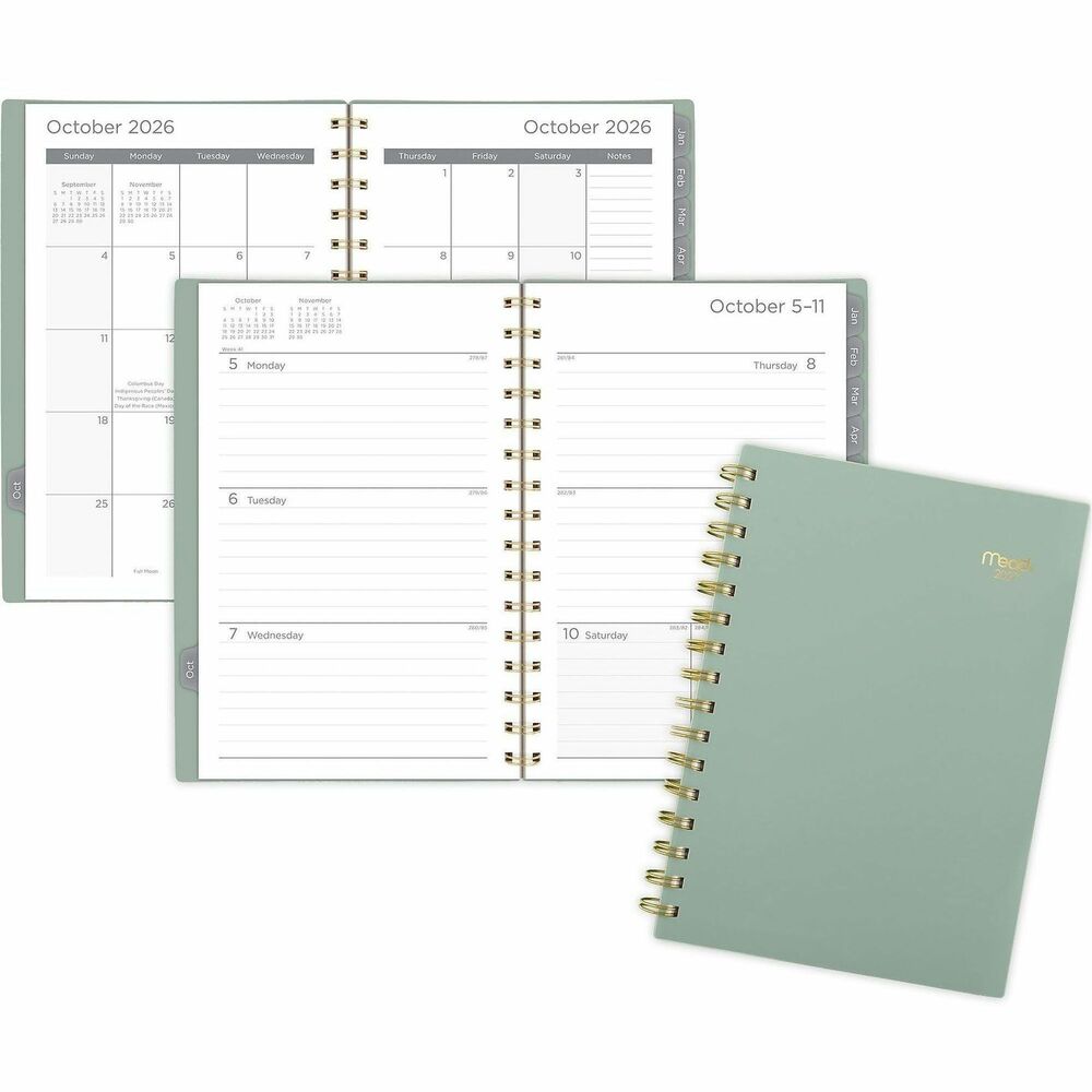 AAGCRW42093 - Stay on top of every deadline, event and meeting with this Basic Weekly Monthly Planner that includes extra pages to help you neatly organize your schedule. Dated planning pages range 15 months from October to December. Two-page-per-week spreads feature ruled daily blocks (1-1/8" x 1-7/16") from Monday to Sunday, condensed and shaded weekends, count of days/days remaining, holidays and current and future months reference. Two-page-per-month spreads offer unruled daily blocks from Sunday through Saturday, notes column, holidays and past and future months reference. Months are tabbed for easy navigation. Special pages include reference calendars, 2 yearly view pages, 2 future planning pages, holiday list, double-sided storage pocket and 20 notes pages. Durable poly cover and twin-wire binding protect your schedule and keep it all together.