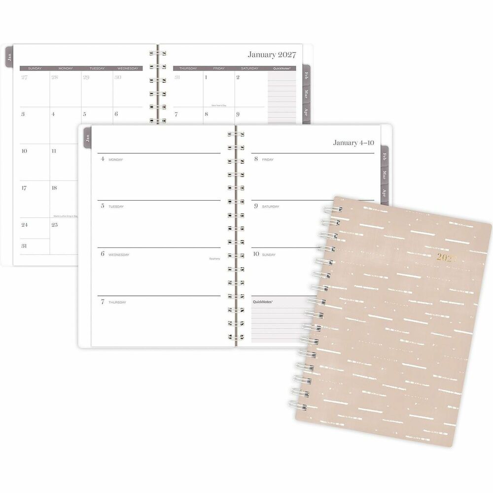AAG1845200 - Add simple style to your planning with the Mead Cambridge Desert Grain Weekly/Monthly Planner, making it easy to stay organized and stylish all year long. Desert Grain design brings subtle flair to your planning with white horizontal lines etches across the brown cover. Planner covers 12 months, from January to December. Unruled weekly spreads help you stay on track. Tabbed month spreads help you see your big-picture plans in an instant, and they include past and future reference calendars. Both weekly and monthly spreads come paired with QuickNotes areas for jotting down reminders, to-do's and more. Special pages include a double-sided storage pocket, three-year reference calendar, holiday list, two future planning pages, five notetaking pages, a sticker sheet with 70+ stickers and three extra monthly spreads (October-December of previous year). Pages are made with FSC-certified paper and measure 5-1/2" x 8-1/2". Durable poly cover withstands wear-and-tear to protect inner pages. Twin wire-binding keeps pages secure and won't snag on bags or clothing.