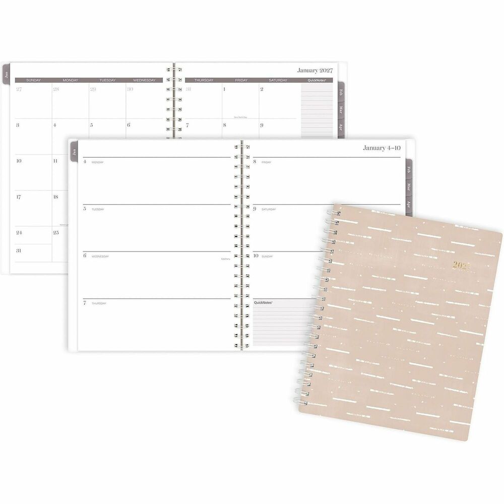 AAG1845905 - Add simple style to your planning with the Mead Cambridge Desert Grain Weekly/Monthly Planner, making it easy to stay organized and stylish all year long. Desert Grain design brings subtle flair to your planning with white horizontal lines etches across the brown cover. Planner covers 12 months, from January to December. Unruled weekly spreads help you stay on track. Tabbed month spreads help you see your big-picture plans in an instant, and they include past and future reference calendars. Both weekly and monthly spreads come paired with QuickNotes areas for jotting down reminders, to-do's and more. Special pages include a double-sided storage pocket, three-year reference calendar, holiday list, two future planning pages, five notetaking pages, a sticker sheet with 70+ stickers and three extra monthly spreads (October-December of previous year). Pages are made with FSC-certified paper and measure 8-1/2" x 11". Durable poly cover withstands wear-and-tear to protect inner pages. Twin wire-binding keeps pages secure and won't snag on bags or clothing.