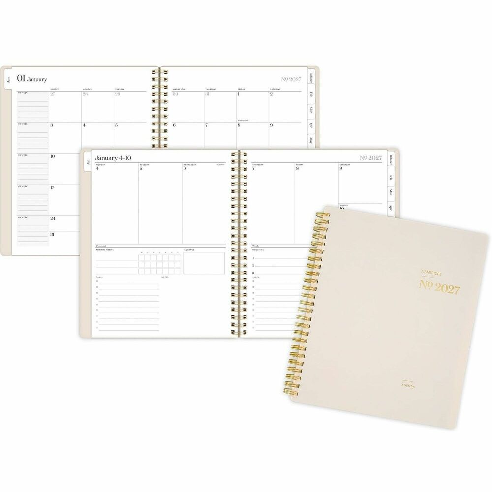 AAG160680544 - Find your work/life balance with the Cambridge WorkStyle Balance Weekly Monthly Planner. Perfect for anyone with a full, busy schedule, this planner makes it easy to juggle your personal and professional goals all in one place. Both simple and stylish, the champagne cover adds a pop of elegance to your plans. Never miss a moment. Dated planning pages range from January to December for yearly planning. Weekly spreads give you the space to organize tasks, goals and notes for both your personal and work life. Keep your big picture plans in mind by quickly flipping to any month using the monthly tabs. To give your planning an extra edge, planner comes with several special sections, including focused project tracking for both home and work, note-taking, double-sided storage pocket, sticker sheet with 130+ stickers to help you label your plans and three extra monthly spreads from October to December. Durable poly cover helps the planner stand up to wear and tear. Gold twin-wire binding helps keep your pages secure and won't snag on your bag or clothing. Calendar pages are made with FSC-certified paper from responsible sources.