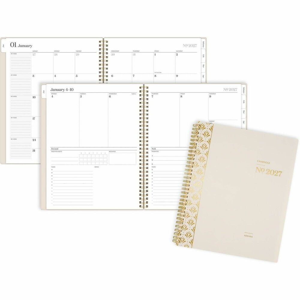 AAG160690544 - Find your work/life balance with the Cambridge WorkStyle Balance Weekly Monthly Planner. Perfect for anyone with a full, busy schedule, this planner makes it easy to juggle your personal and professional goals all in one place. Both simple and stylish, the champagne cover adds a pop of elegance to your plans. Never miss a moment. Dated planning pages range from January to December for yearly planning. Weekly spreads give you the space to organize tasks, goals and notes for both your personal and work life. Keep your big picture plans in mind by quickly flipping to any month using the monthly tabs. To give your planning an extra edge, planner comes with several special sections, including focused project tracking for both home and work, note-taking, double-sided storage pocket, sticker sheet with 150+ stickers to help you label your plans and three extra monthly spreads from October to December. Durable poly cover helps the planner stand up to wear and tear. Gold twin-wire binding helps keep your pages secure and won't snag on your bag or clothing. Calendar pages are made with FSC-certified paper from responsible sources.