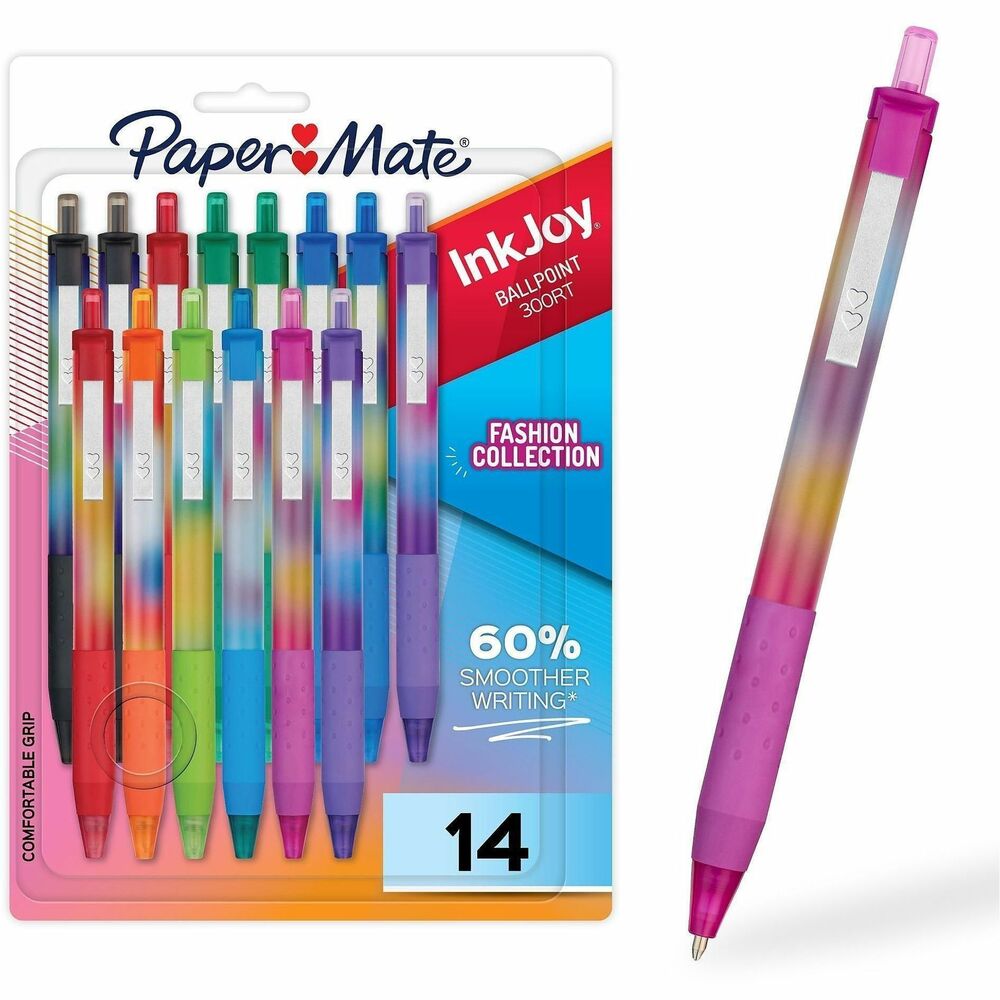 PAP2226844 - Smooth writing meets vibrant style with Paper Mate InkJoy 300RT Ballpoint Pens. The Fashion Collection features chic, modern barrels that add a stylish pop to your desk, pencil case or bag. Ultra-smooth ink in vibrant colors keeps the fun and ideas flowing. Reliable and fluid, 1.0mm medium tip draws bright, striking lines from beginning to end. Retractable design is ready to write with just a click while comfortable grip feels good in your hand for long writing sessions. Whether you're bullet journaling, note-taking, doodling or dreaming big, InkJoy pens let your personality shine through in every stroke.