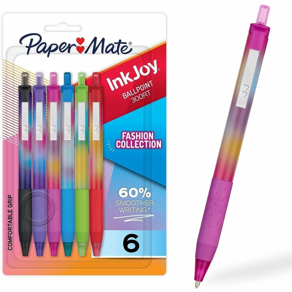 PAP2226848 - Smooth writing meets vibrant style with Paper Mate InkJoy 300RT Ballpoint Pens. The Fashion Collection features chic, modern barrels that add a stylish pop to your desk, pencil case or bag. Ultra-smooth ink in vibrant colors keeps the fun and ideas flowing. Reliable and fluid, 1.0mm medium tip draws bright, striking lines from beginning to end. Retractable design is ready to write with just a click while comfortable grip feels good in your hand for long writing sessions. Whether you're bullet journaling, note-taking, doodling or dreaming big, InkJoy pens let your personality shine through in every stroke.