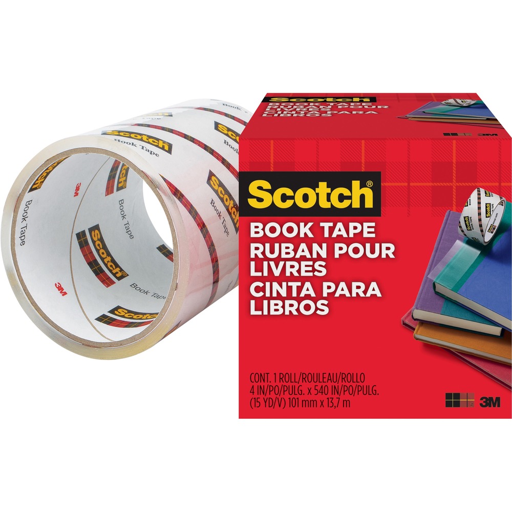 MMM8454 - Scotch Book Tape is a super-clear, thick, pressure-sensitive tape that repairs, reinforces, protects and covers bound edges. It can be marked on with most permanent ink and can also be used for hinging or laminating. The adhesive is long-aging and nonyellowing.