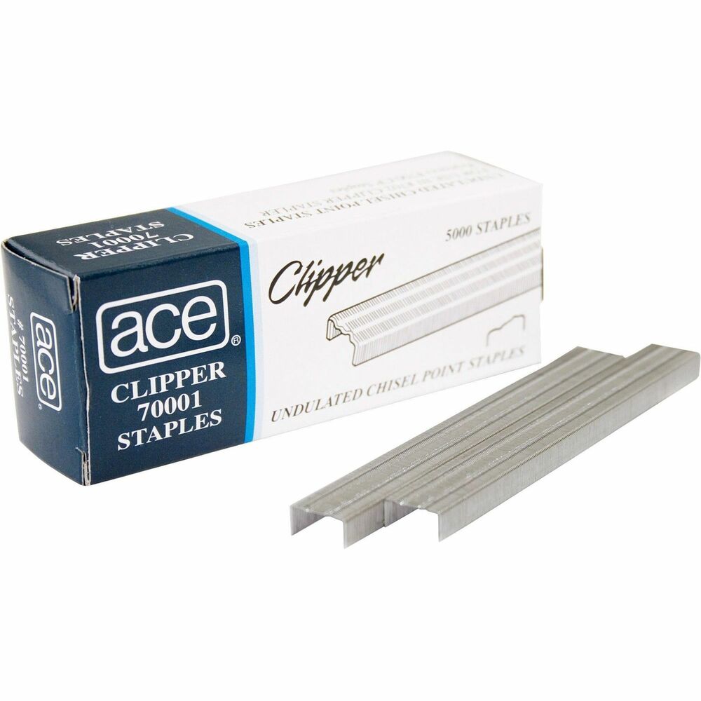 ACE70001 - Staples offer a chisel point for precise stapling. Staples are designed for use in Ace Clipper Stapler and other clipper staplers.