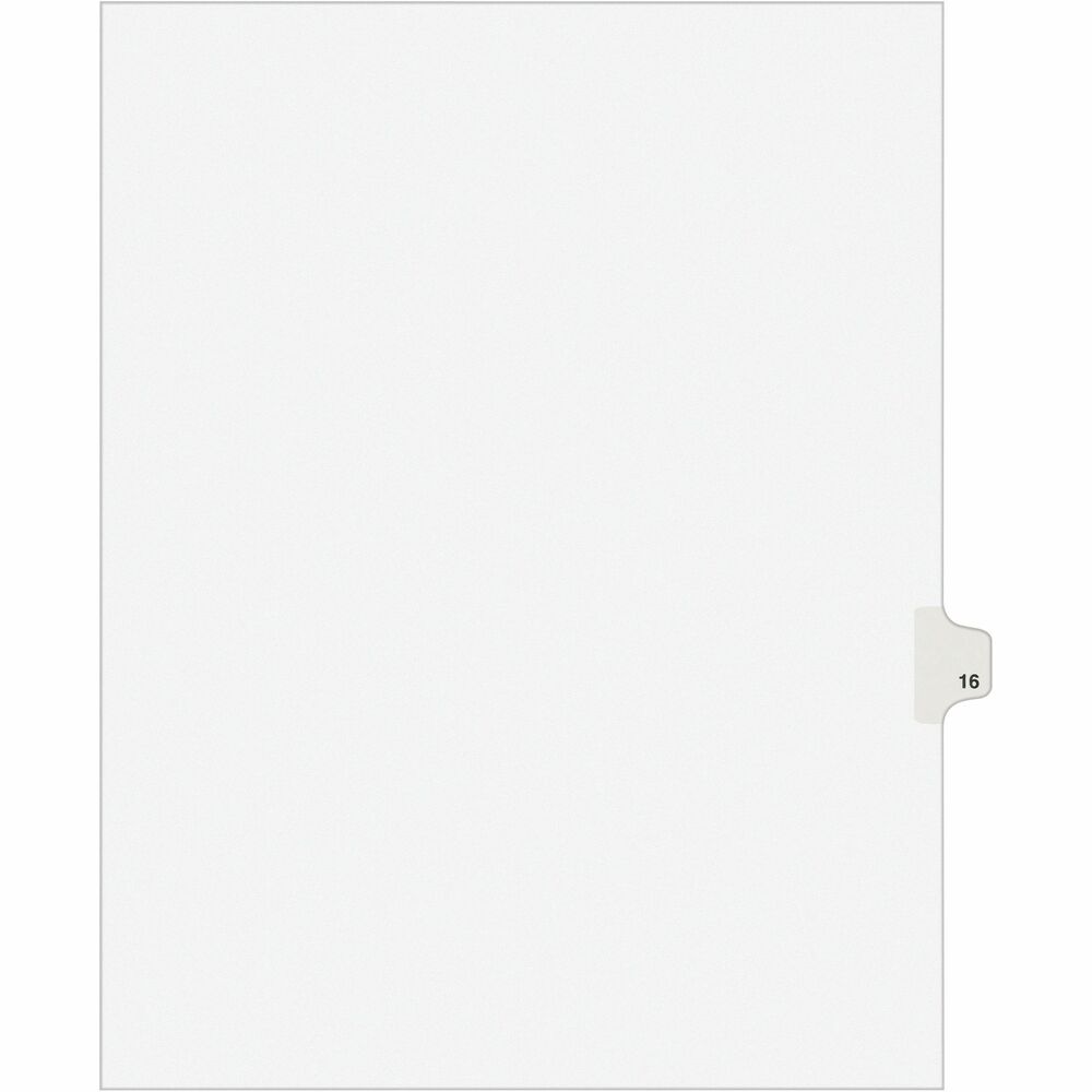 AVE01016 - Use these individual legal dividers when you're assembling your case for organized files. This set contains 25 dividers printed with the same tab. Use these dividers to organize your index briefs, legal exhibits, mortgage documentation files and more. The crisp and clean, white paper stock gives your files a professional appearance. The durable, Rip Proof, reinforced side tabs are preprinted on both sides using Helvetica bold type so you can locate your information easily. The unpunched binding edges mean these indexes can fit practically any binding system.