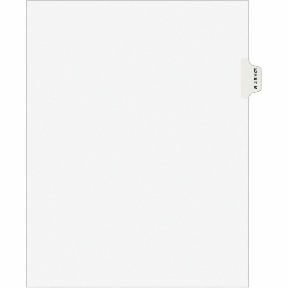 AVE01383 - Dividers are ideal for index briefs, legal exhibits, mortgage documentation files and more. White paper stock features clear RipProof reinforced tabs. Side tabs are printed with Avery Style (Helvetica Bold type) on both sides. Binding edge is unpunched so indexes can fit any binding system.
