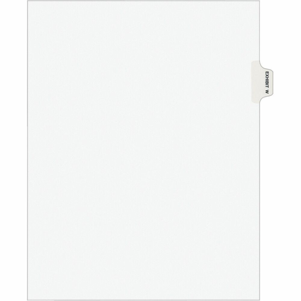 AVE01393 - Dividers are ideal for index briefs, legal exhibits, mortgage documentation files and more. White paper stock features clear RipProof reinforced tabs. Side tabs are printed with Avery Style (Helvetica Bold type) on both sides. Binding edge is unpunched so indexes can fit any binding system.