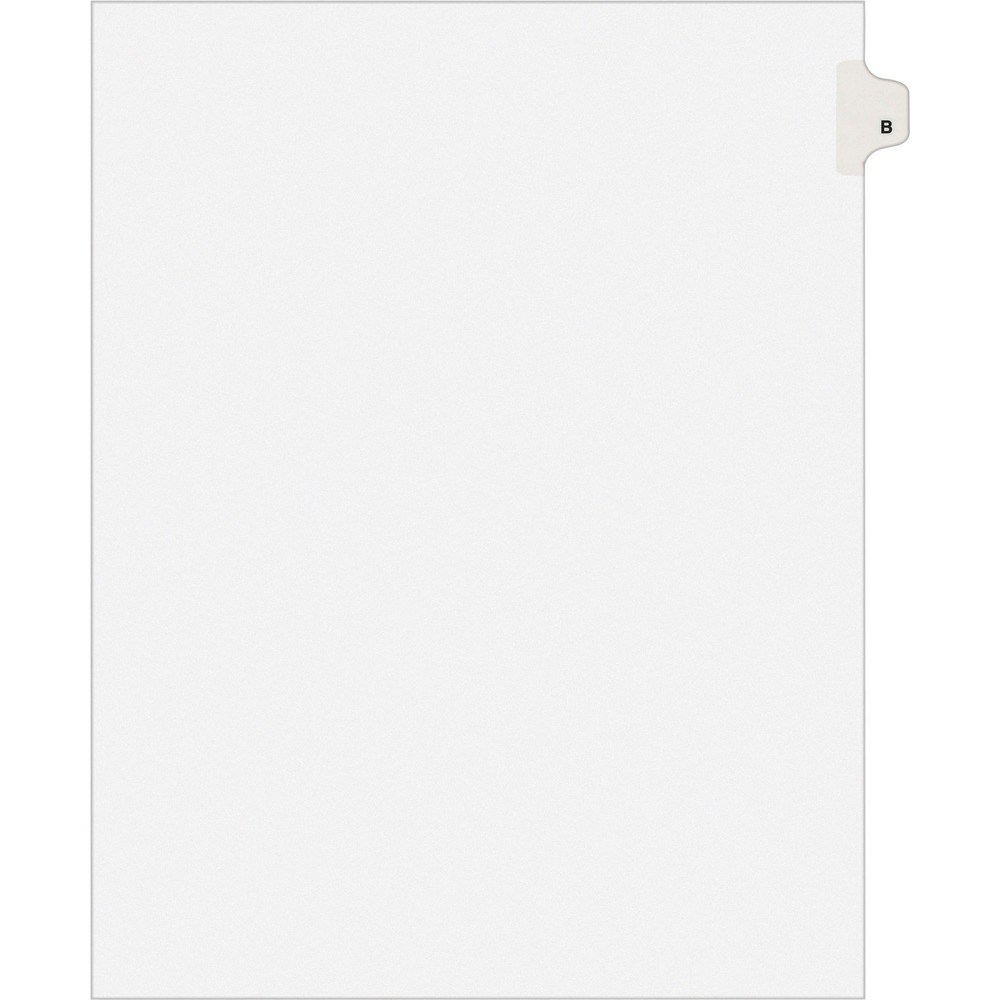 AVE01402 - Dividers are ideal for index briefs, legal briefs, mortgage documentation files and more. White paper stock dividers feature clear RipProof reinforced tabs. Side tabs are printed with Avery Style (Helvetica Bold typestyle) on both sides. Binding edge is unpunched so indexes can fit any binding system.