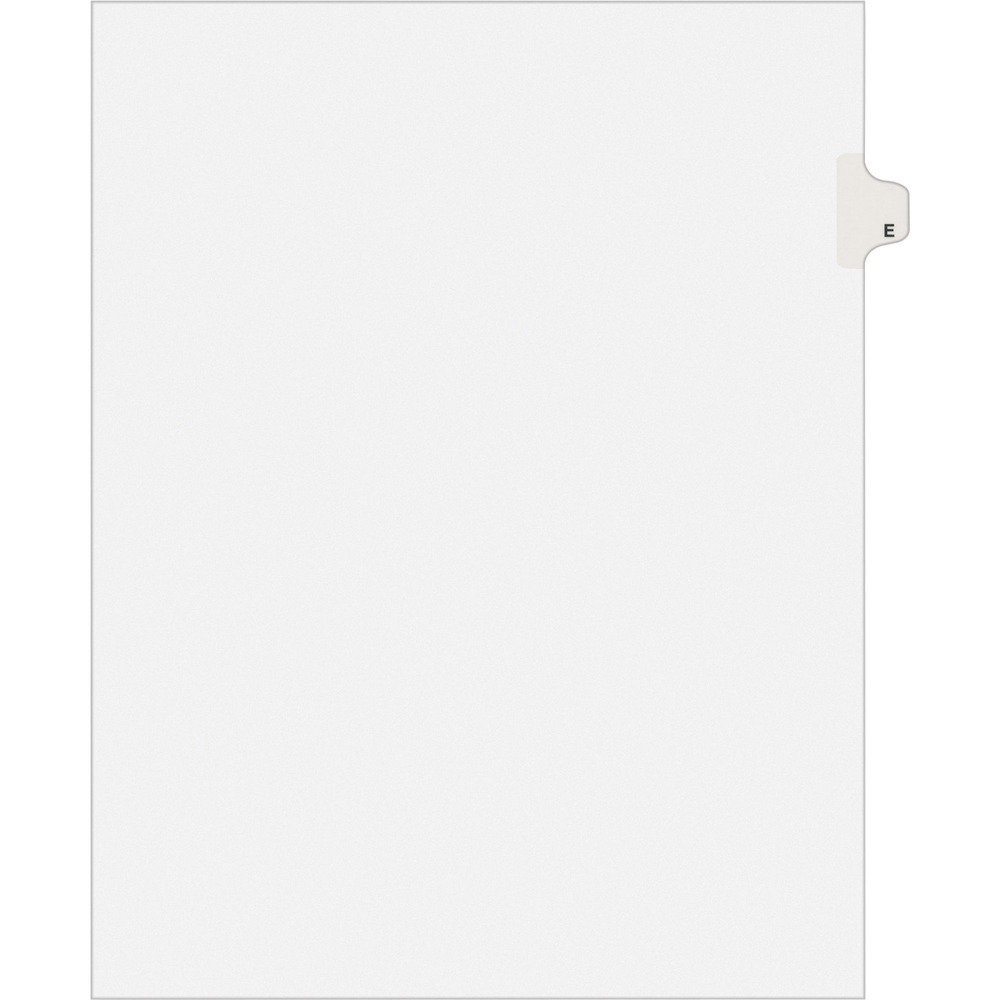 AVE01405 - Dividers are ideal for index briefs, legal briefs, mortgage documentation files and more. White paper stock dividers feature clear RipProof reinforced tabs. Side tabs are printed with Avery Style (Helvetica Bold typestyle) on both sides. Binding edge is unpunched so indexes can fit any binding system.