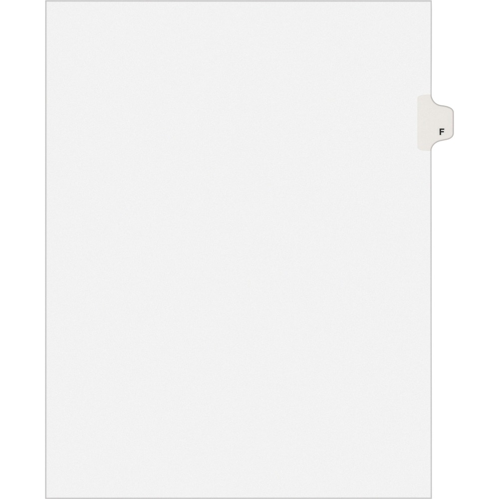 AVE01406 - Dividers are ideal for index briefs, legal briefs, mortgage documentation files and more. White paper stock dividers feature clear RipProof reinforced tabs. Side tabs are printed with Avery Style (Helvetica Bold typestyle) on both sides. Binding edge is unpunched so indexes can fit any binding system.