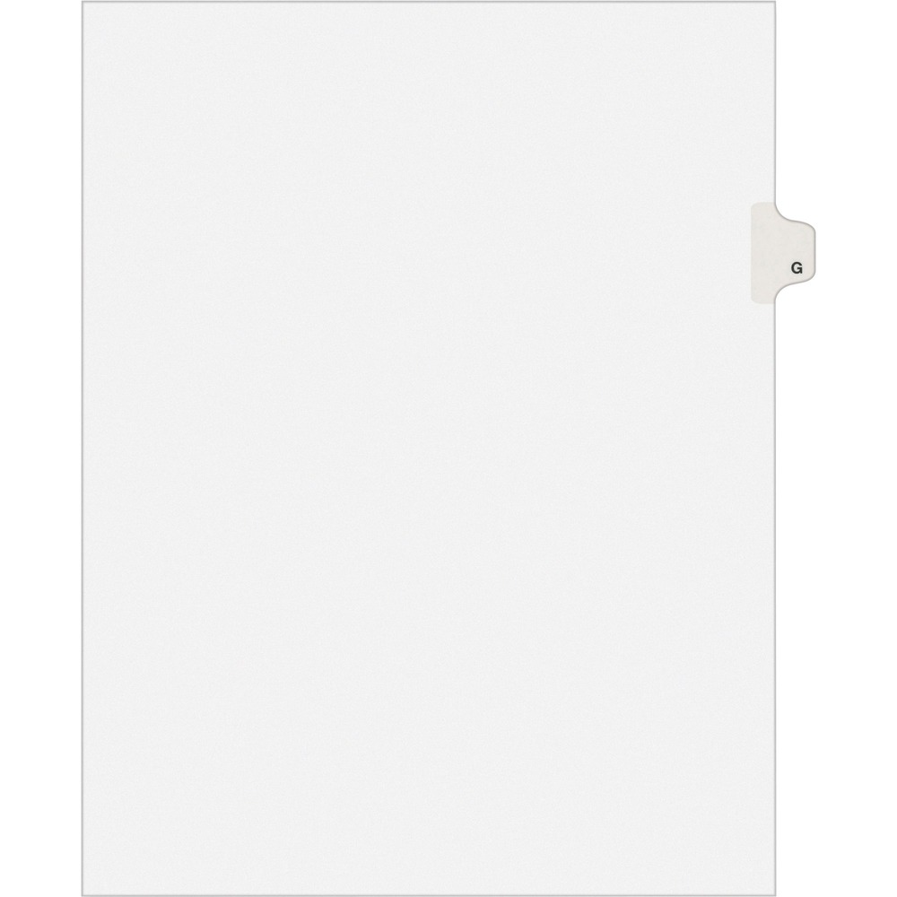 AVE01407 - Dividers are ideal for index briefs, legal briefs, mortgage documentation files and more. White paper stock dividers feature clear RipProof reinforced tabs. Side tabs are printed with Avery Style (Helvetica Bold typestyle) on both sides. Binding edge is unpunched so indexes can fit any binding system.