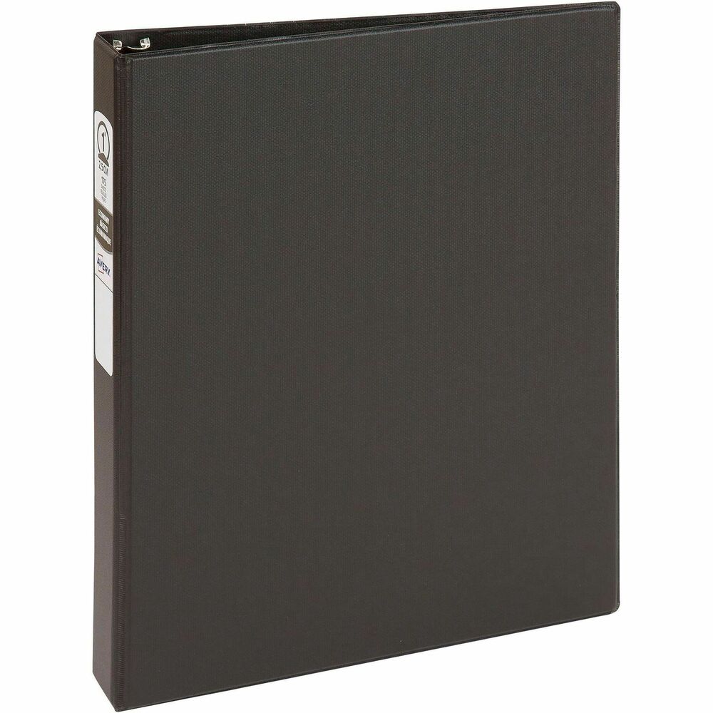 AVE03301 - For convenient organization of your documents, it doesn't get much simpler than this handy Economy Binder. Metal round rings mounted on the spine hold your letter-size papers securely in place to let you flip through notes, reports and more without getting your pages out of order. Binder is ideal for your class notes, employee handbooks and other important papers. 1" ring capacity holds up to approximately 175 sheets. Slip loose pages into the two interior pockets for easy access later. Each pocket holds up to 20 sheets. The black matte cover and spine combine with a black matte interior to reduce glare. Binder also features concealed rivets for a professional appearance, vinyl construction and a sturdy chipboard core.