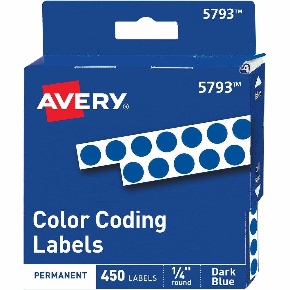 AVE05793 - Round color-coding labels are ideal for document/inventory control, routing, organizing, highlighting, price marking, scheduling and more. Adhesive is permanent. Labels come in convenient dispenser roll pack.