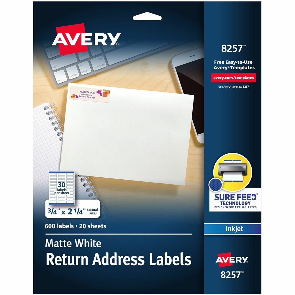 AVE8257 - Matte white mailing labels for color inkjet printing feature a special coating that provides vivid color and sharp text for brilliant, high-resolution color images and labels. Ideal for mailings, messages, invitations and announcements. Avery offers many easy-to-use templates for Microsoft Word and other popular software programs. More from the Manufacturer