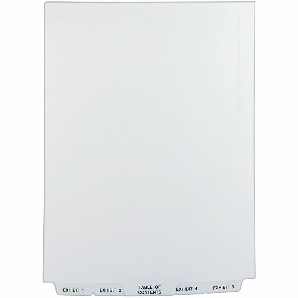 AVE11378 - Legal divider set features preprinted tabs labeled from 1 to 25 and a Table of Contents tab so you can organize index briefs, legal exhibits, mortgage documentation files and more. The letter-size, white paper stock features Rip Proof reinforced tabs. Numbered bottom tabs are preprinted on both sides using Helvetica bold type so you can easily access the documents you need. Indexes can fit any binding system because the binding edge is unpunched. Bring order to your own files with this Premium Collated Legal Divider Set.