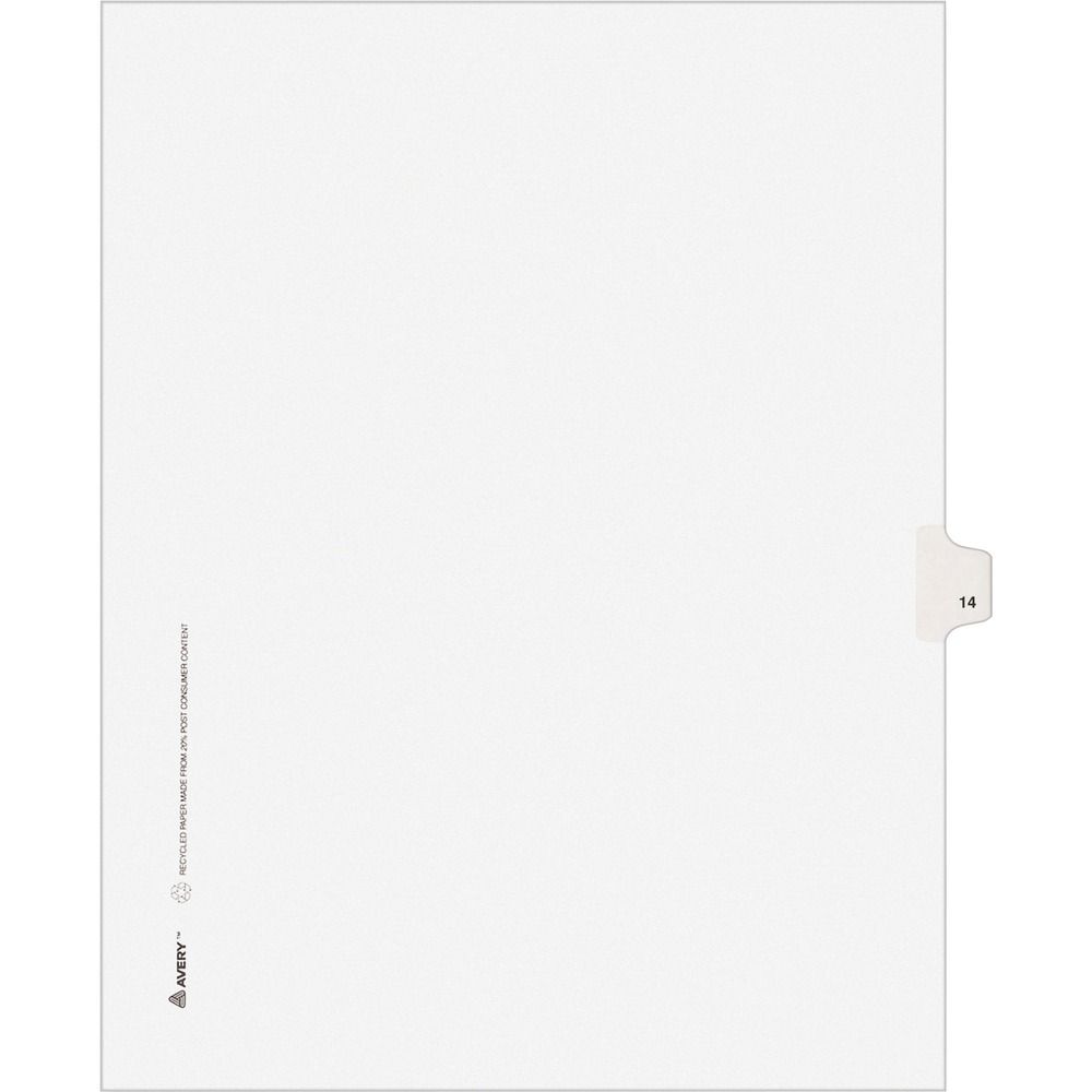 AVE11924 - Use these individual legal dividers when you're assembling your case for organized files. This set contains 25 dividers printed with the same tab. Use these dividers to organize your index briefs, legal exhibits, mortgage documentation files and more. The crisp and clean, white paper stock gives your files a professional appearance. The durable, Rip Proof, reinforced side tabs are preprinted on both sides using Helvetica bold type so you can locate your information easily. The unpunched binding edges mean these indexes can fit practically any binding system.