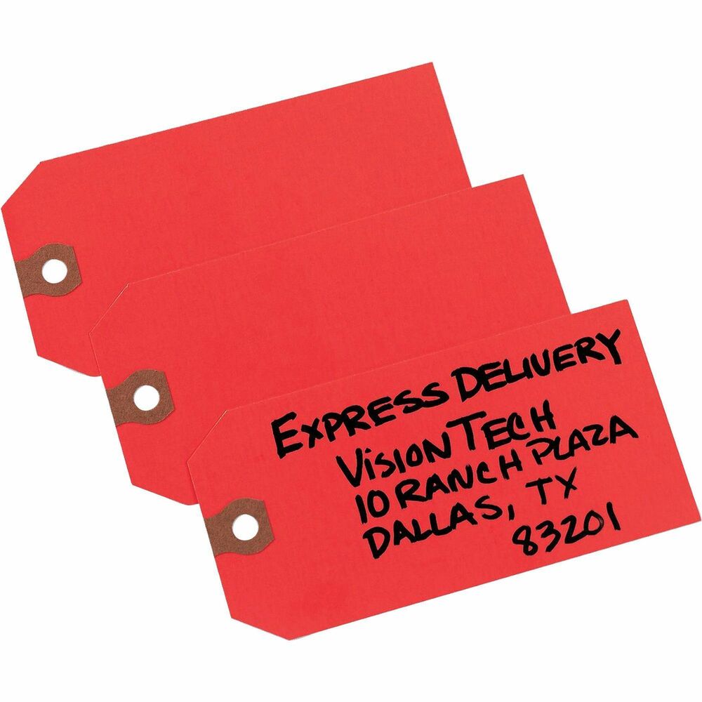 AVE12345 - Unstrung shipping tags are strong in both construction and color. Their bright hue stands out to make it simple to locate shipping information and is light enough to make the information easily legible. A reinforced eyelet provides extra strength so the tag doesn't rip free of its fastening during shipment. Each tag comes unstrung to allow you to fasten it using your preferred means of attachment, whether string, wire, plastic or another method.