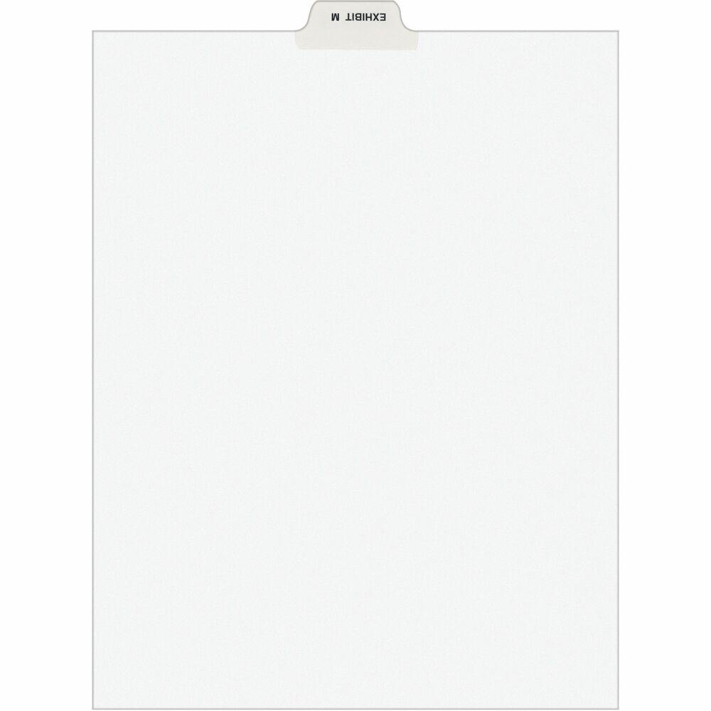 AVE12386 - When you're assembling your case for organized files, consider these Individual Legal Dividers. This set contains 25 dividers printed with the same tab. Use these dividers to organize your index briefs, legal exhibits, mortgage documentation files and more. Dividers are made of crisp and clean, white paper stock to give your files a professional appearance. Durable, Rip Proof reinforced tabs are preprinted on both sides using Helvetica bold type so you can locate your information easily. The unpunched binding edges mean these indexes can fit practically any binding system. More from the Manufacturer
