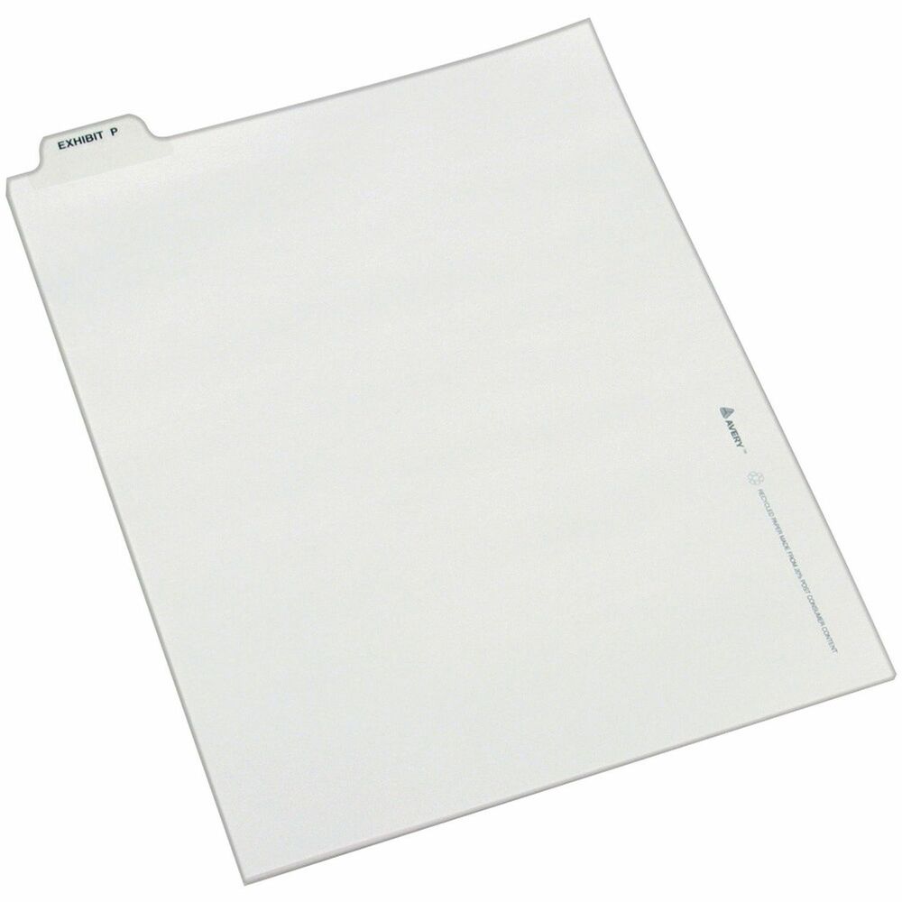 AVE12389 - When you're assembling your case for organized files, consider these Individual Legal Dividers. This set contains 25 dividers printed with the same tab. Use these dividers to organize your index briefs, legal exhibits, mortgage documentation files and more. Dividers are made of crisp and clean, white paper stock to give your files a professional appearance. Durable, Rip Proof reinforced tabs are preprinted on both sides using Helvetica bold type so you can locate your information easily. The unpunched binding edges mean these indexes can fit practically any binding system. More from the Manufacturer