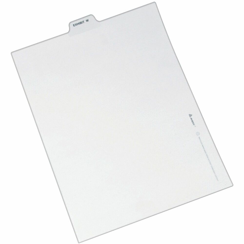 AVE12396 - When you're assembling your case for organized files, consider these Individual Legal Dividers. This set contains 25 dividers printed with the same tab. Use these dividers to organize your index briefs, legal exhibits, mortgage documentation files and more. Dividers are made of crisp and clean, white paper stock to give your files a professional appearance. Durable, Rip Proof reinforced tabs are preprinted on both sides using Helvetica bold type so you can locate your information easily. The unpunched binding edges mean these indexes can fit practically any binding system. More from the Manufacturer
