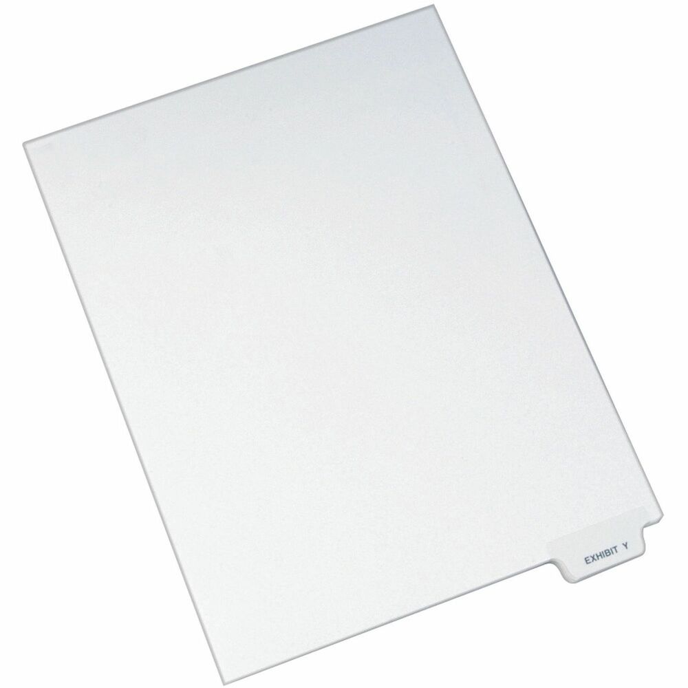AVE12398 - When you're assembling your case for organized files, consider these Individual Legal Dividers. This set contains 25 dividers printed with the same tab. Use these dividers to organize your index briefs, legal exhibits, mortgage documentation files and more. Dividers are made of crisp and clean, white paper stock to give your files a professional appearance. Durable, Rip Proof reinforced tabs are preprinted on both sides using Helvetica bold type so you can locate your information easily. The unpunched binding edges mean these indexes can fit practically any binding system. More from the Manufacturer