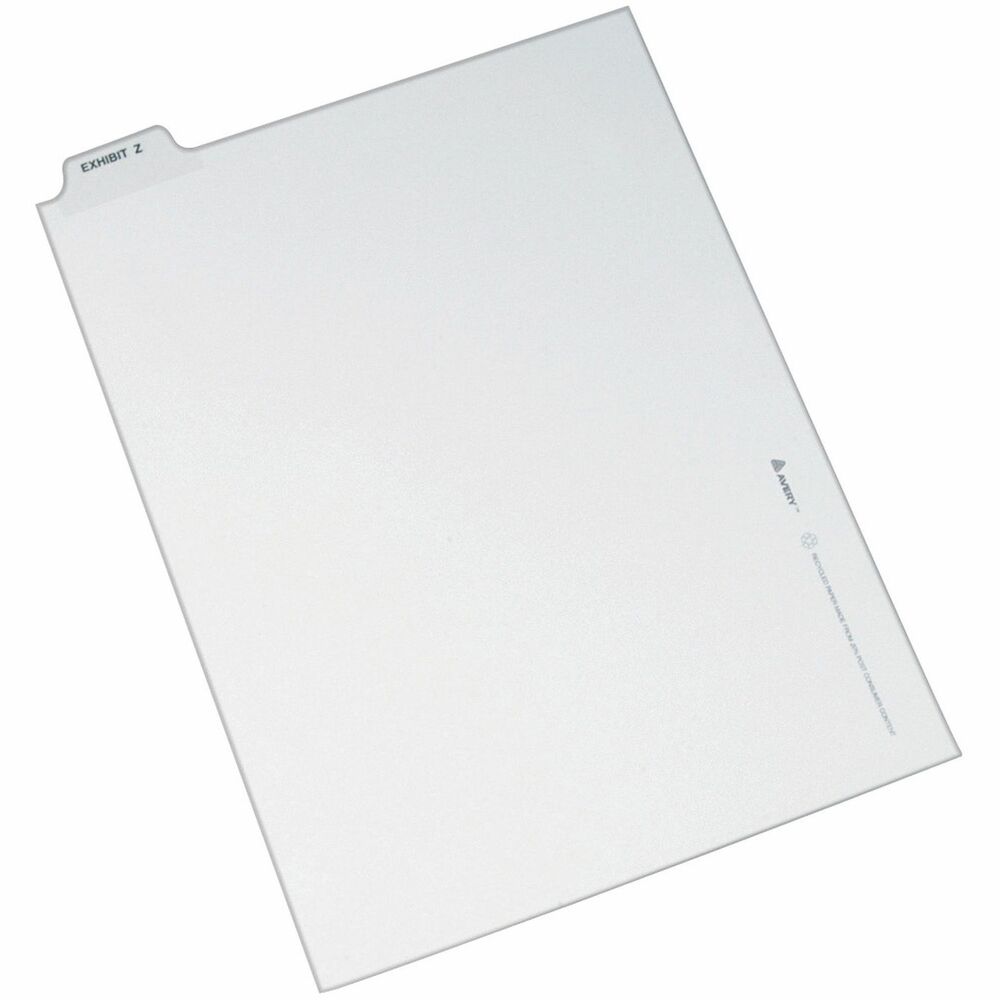 AVE12399 - When you're assembling your case for organized files, consider these Individual Legal Dividers. This set contains 25 dividers printed with the same tab. Use these dividers to organize your index briefs, legal exhibits, mortgage documentation files and more. Dividers are made of crisp and clean, white paper stock to give your files a professional appearance. Durable, Rip Proof reinforced tabs are preprinted on both sides using Helvetica bold type so you can locate your information easily. The unpunched binding edges mean these indexes can fit practically any binding system. More from the Manufacturer