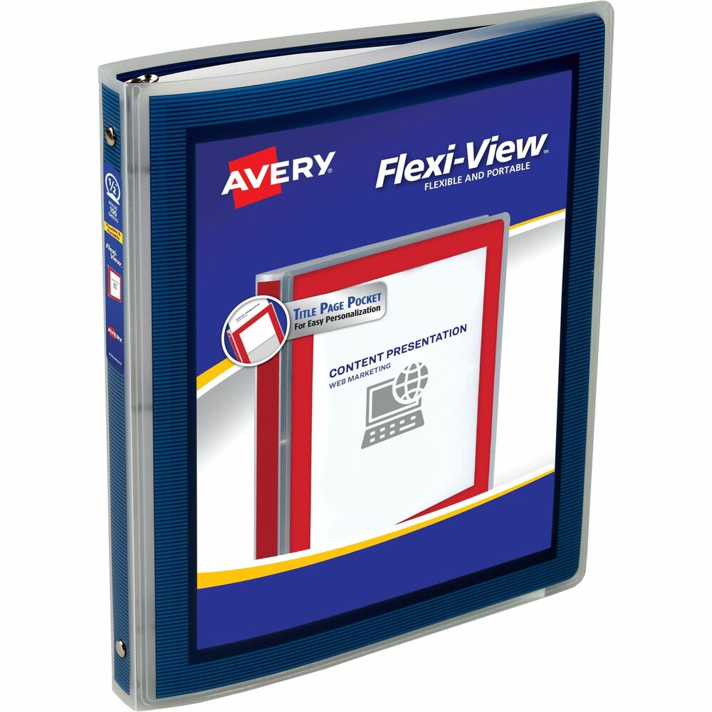 AVE15766 - Prepare reports, proposals or presentations that are dressed to impress and ready to swing into action with this Flexi-View Binder. This lightweight, three-ring binder is compact, easily portable and still durable enough to keep your pages securely enclosed. Made from sturdy yet flexible plastic that won't lift or transfer print, your important documents stay neat and presentable wherever you go. Front cover features a preprinted border that frames a translucent window to showcase your custom title page. Create your binder title page easily using free online software (Avery Design & Print) that offers hundreds of free templates and designs. View binder features round rings for three-hole punched paper, dividers or page protectors. Store loose papers or photos in the pocket located on the inside back cover that features a convenient business card holder. Ensure your presentation stays securely bound and ready to wow with this Flexi-View Binder. More from the Manufacturer