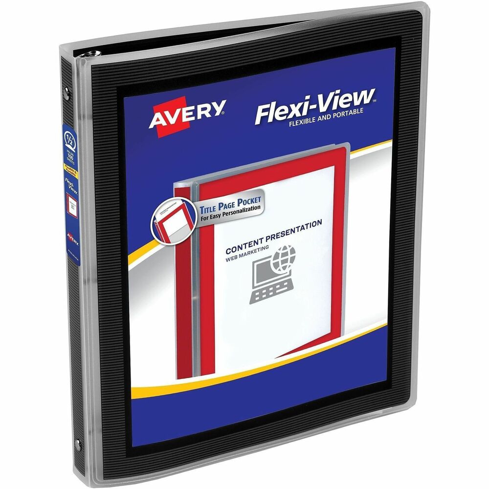AVE15767 - Prepare reports, proposals or presentations that are dressed to impress and ready to swing into action with this Flexi-View Binder. This lightweight, three-ring binder is compact, easily portable and still durable enough to keep your pages securely enclosed. Made from sturdy yet flexible plastic that won't lift or transfer print, your important documents stay neat and presentable wherever you go. Front cover features a preprinted border that frames a translucent window to showcase your custom title page. Create your binder title page easily using free online software (Avery Design & Print) that offers hundreds of free templates and designs. View binder features round rings for three-hole punched paper, dividers or page protectors. Store loose papers or photos in the pocket located on the inside back cover that features a convenient business card holder. Ensure your presentation stays securely bound and ready to wow with this Flexi-View Binder. More from the Manufacturer