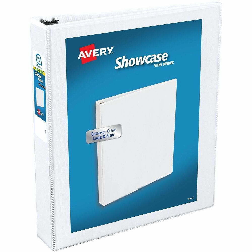 AVE19651 - Discover sturdy simplicity in a convenient, lightweight package. This Economy Showcase View Binder's 1-1/2" round rings hold up to 275 pages of letter-size paper to offer a handy solution to your organization needs. Open and close the rings with ease to add or remove papers as needed. Tuck important handouts, pamphlets and other loose or unpunched paperwork into the two interior pockets for quick access. Put your personal stamp on the vinyl binder by designing a customized cover with the crystal-clear overlay on the front, spine and back. Free, easy-to-use templates are available online.
