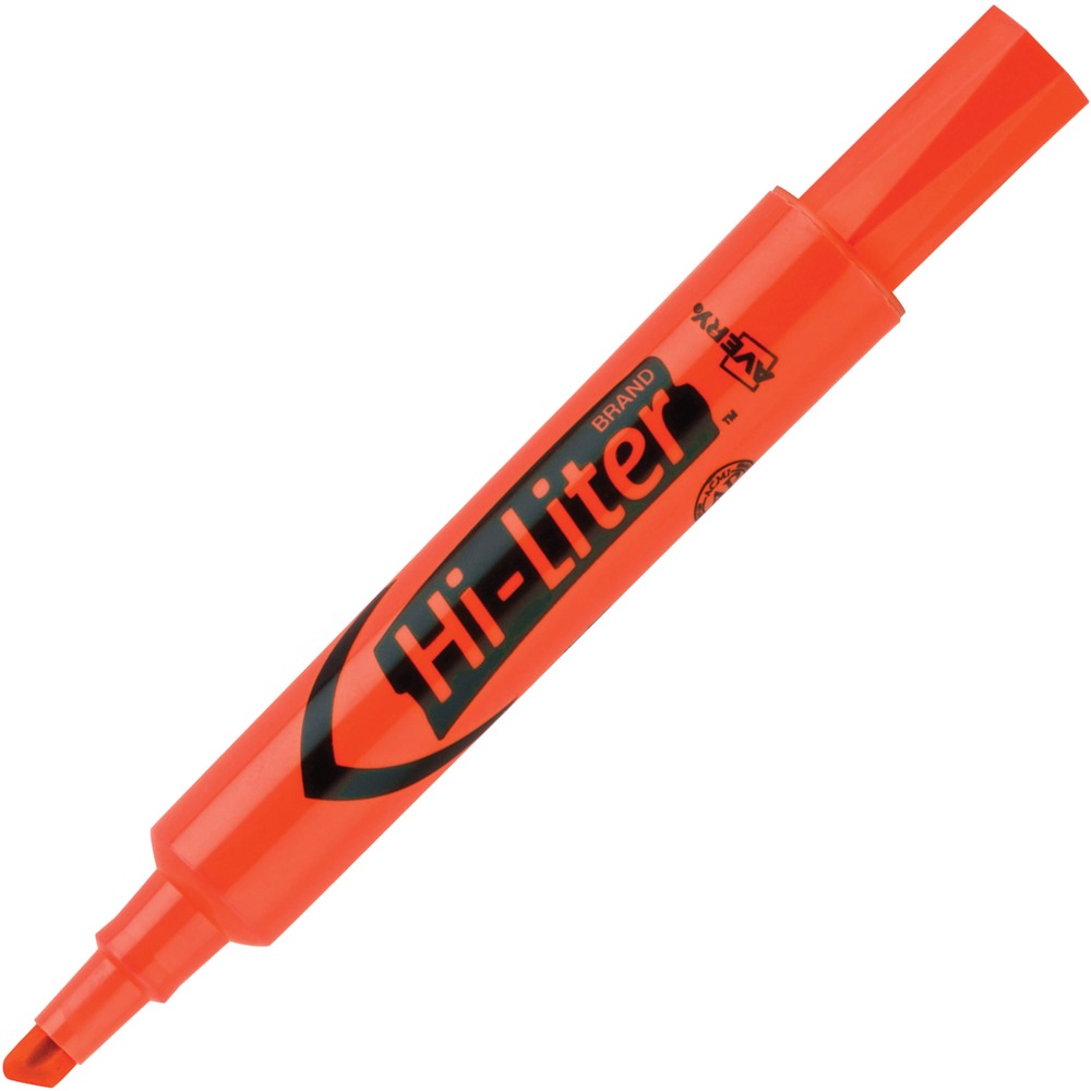 AVE24050 - Call out bright ideas with this Hi-Liter that lets you mark key words and phrases with brilliant fluorescent, nontoxic color. Molded chisel tip lets you highlight or underline, and the plastic tip won't fray or mush. Faceted barrel provides a comfortable grip so you can easily use the highlighter as you mark documents, notes, books and more. The improved formula means you can leave the cap off for up to a week and still highlight with ease. Highlighters contain quick-drying, washable ink. They are ACMI certified (conforms to ASTM D-4236). More from the Manufacturer